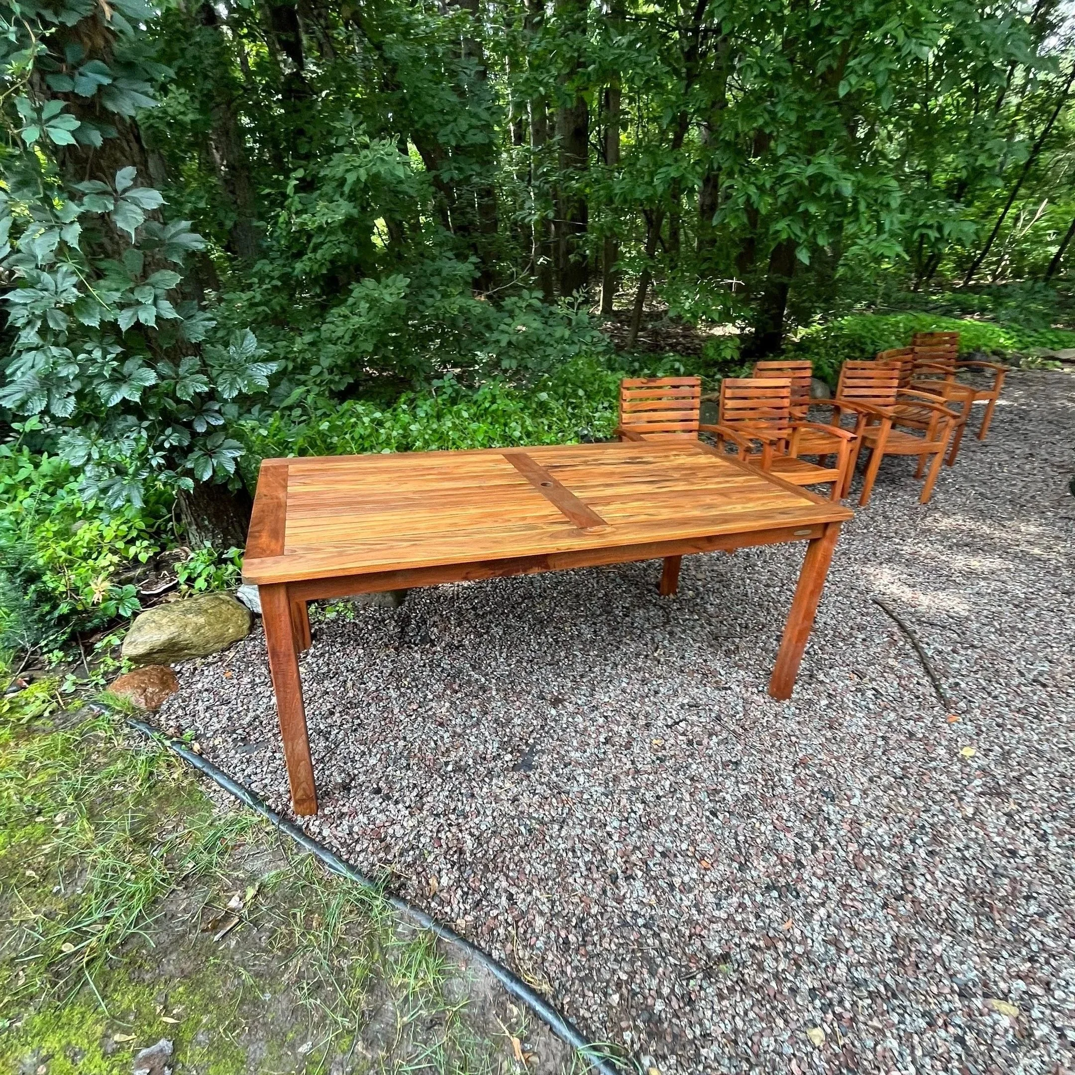 Restored wood patio table and chairs