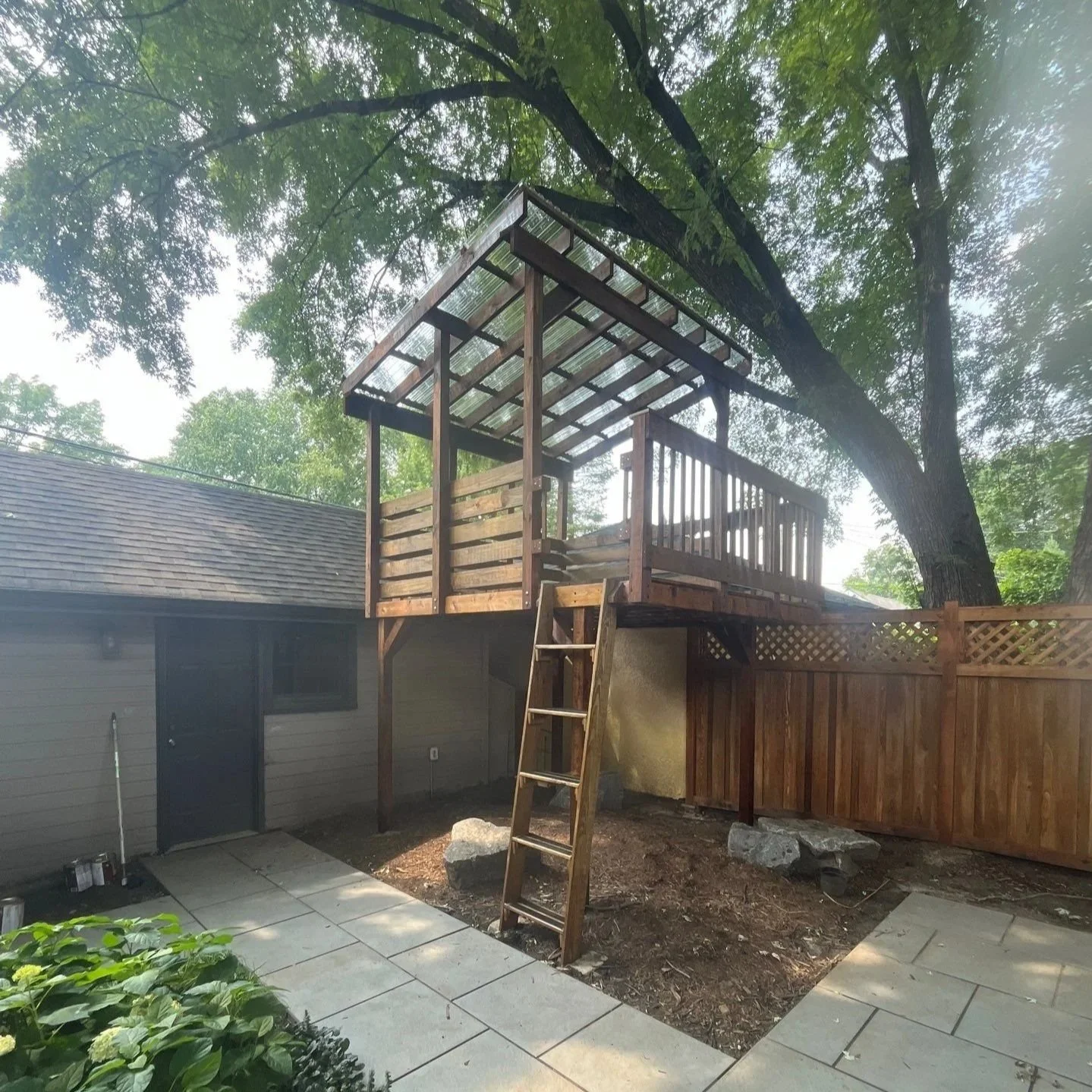 Outdoor pergola wood restoration project