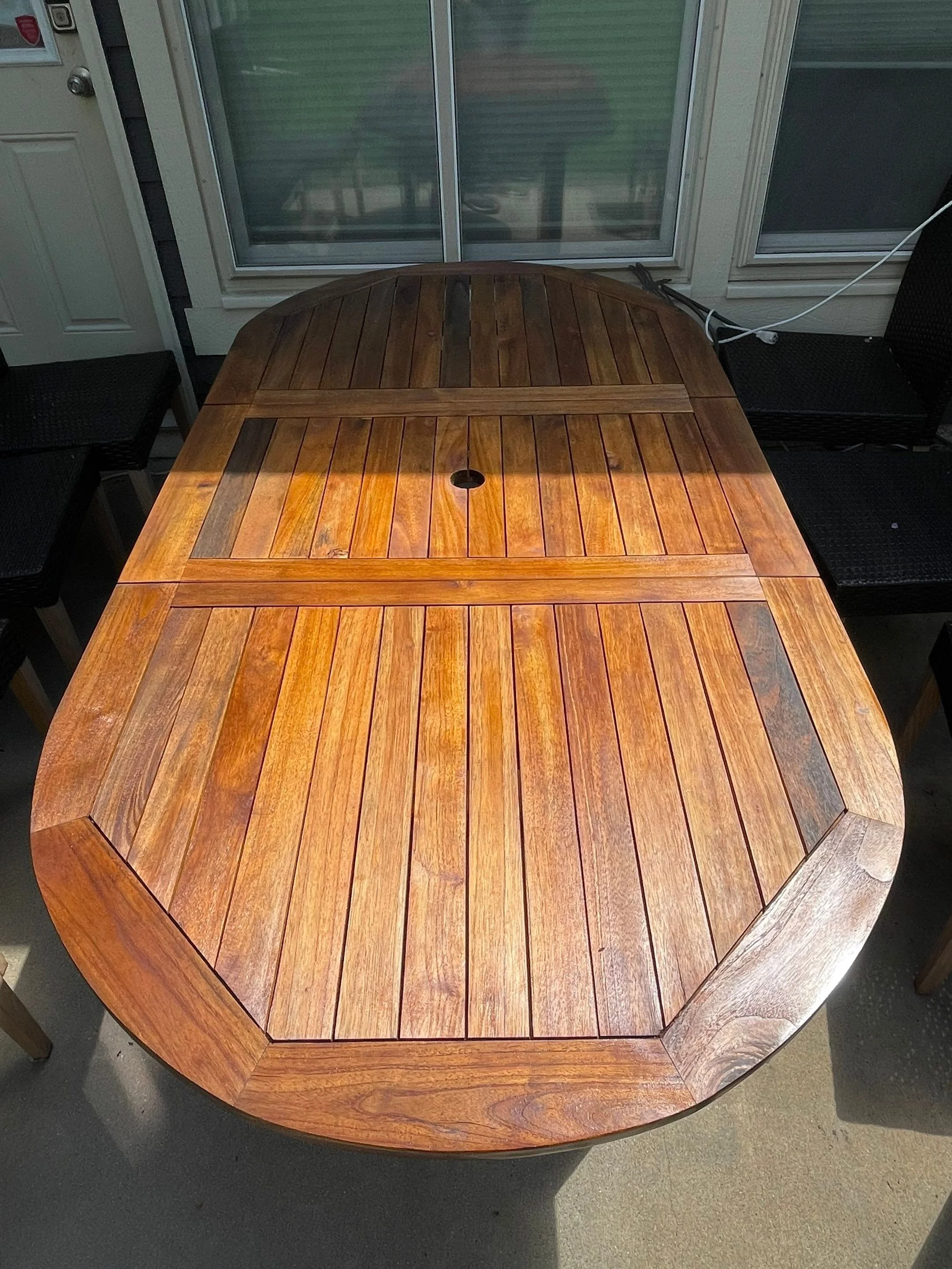 Restored wood patio table
