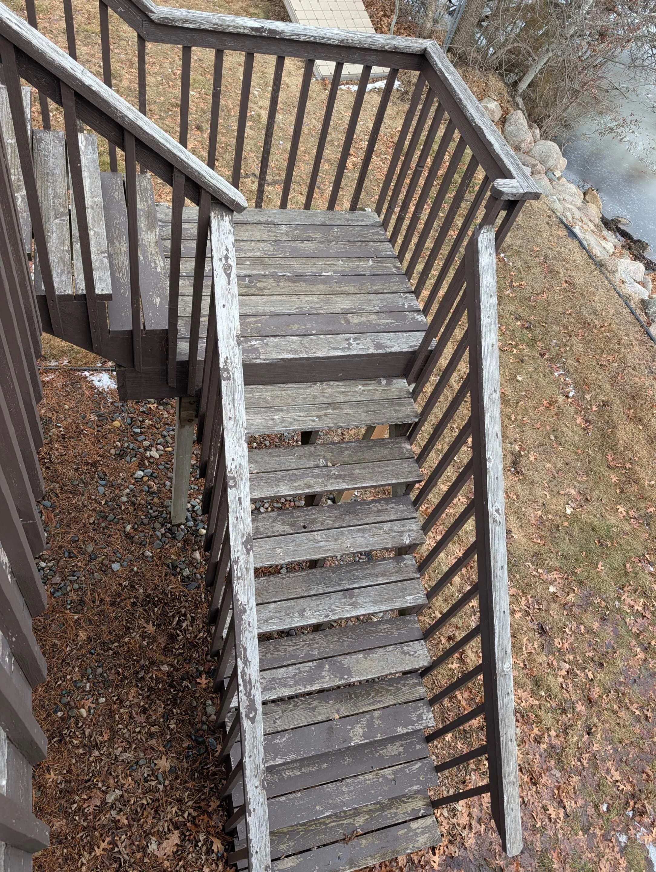 Deck stairs before refinishing Twin Cities