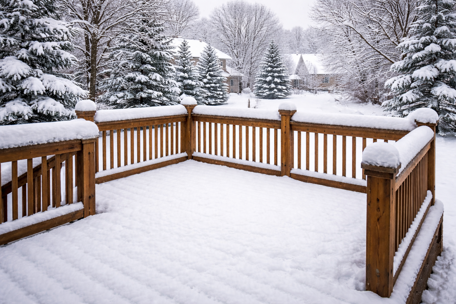 Snow covered deck in Minnesota