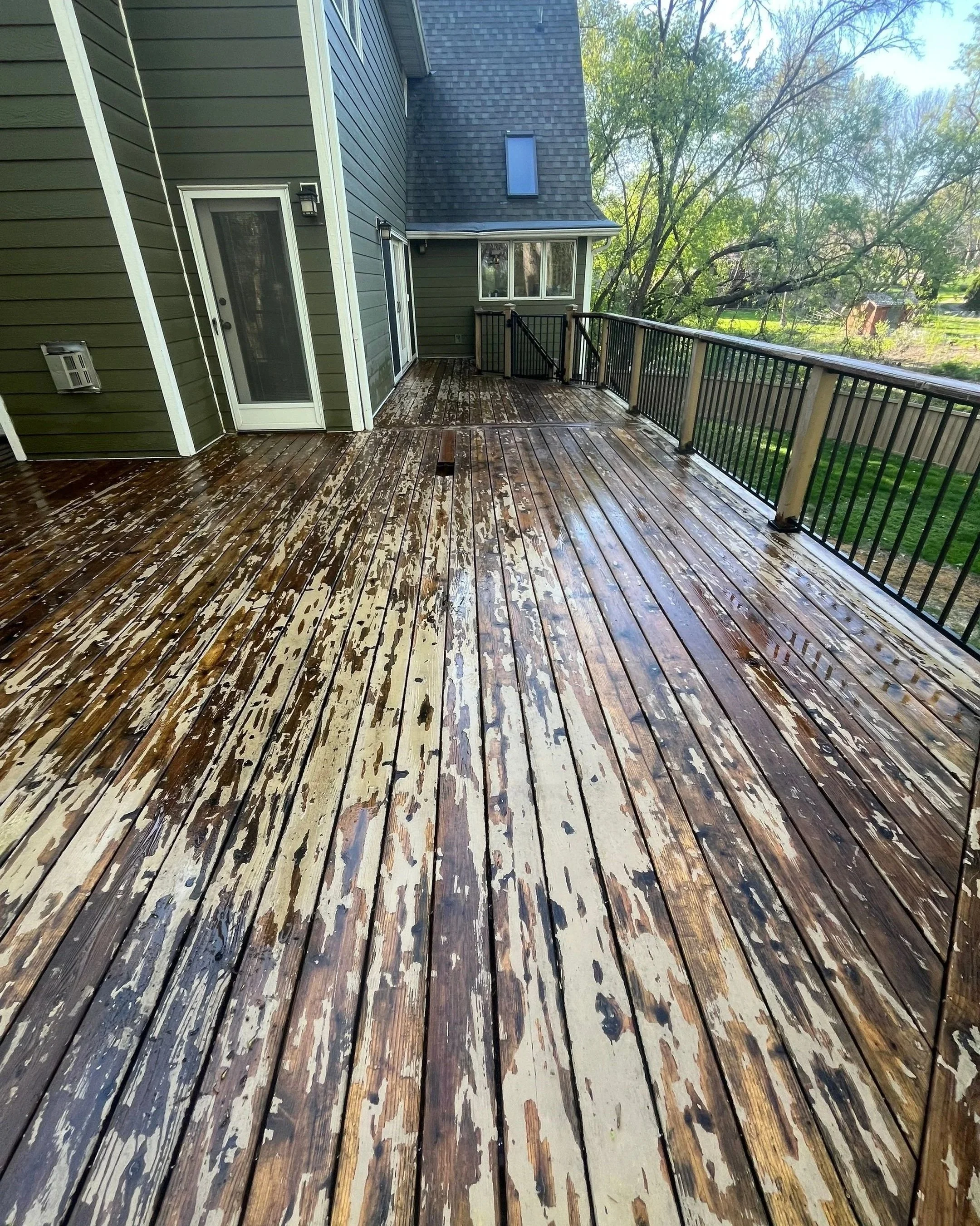 Water-based coating on deck before refinishing