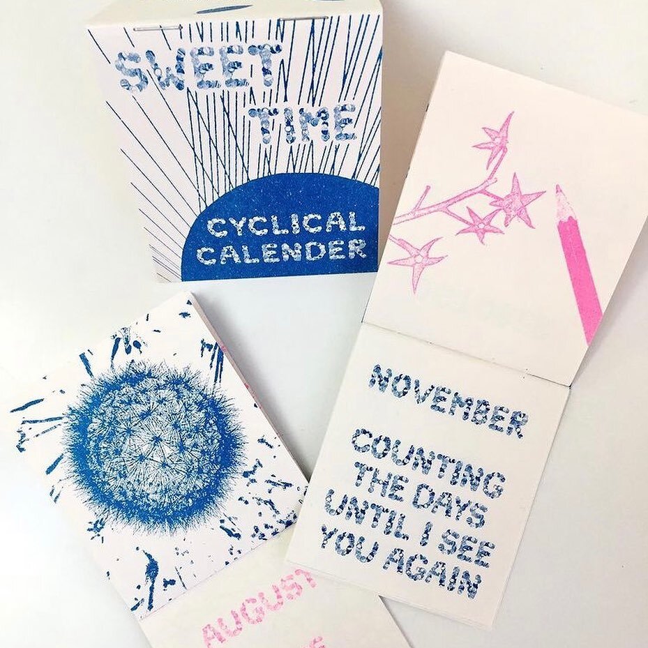 Last month, AMM printed these sweet little Sweet Time Cyclical Calendars for artist Sarah Klein @the_sarah_klein :

&ldquo;A calendar that can be used (and reused) to bring forth celebration and add a little levity to each month. Each composition is 