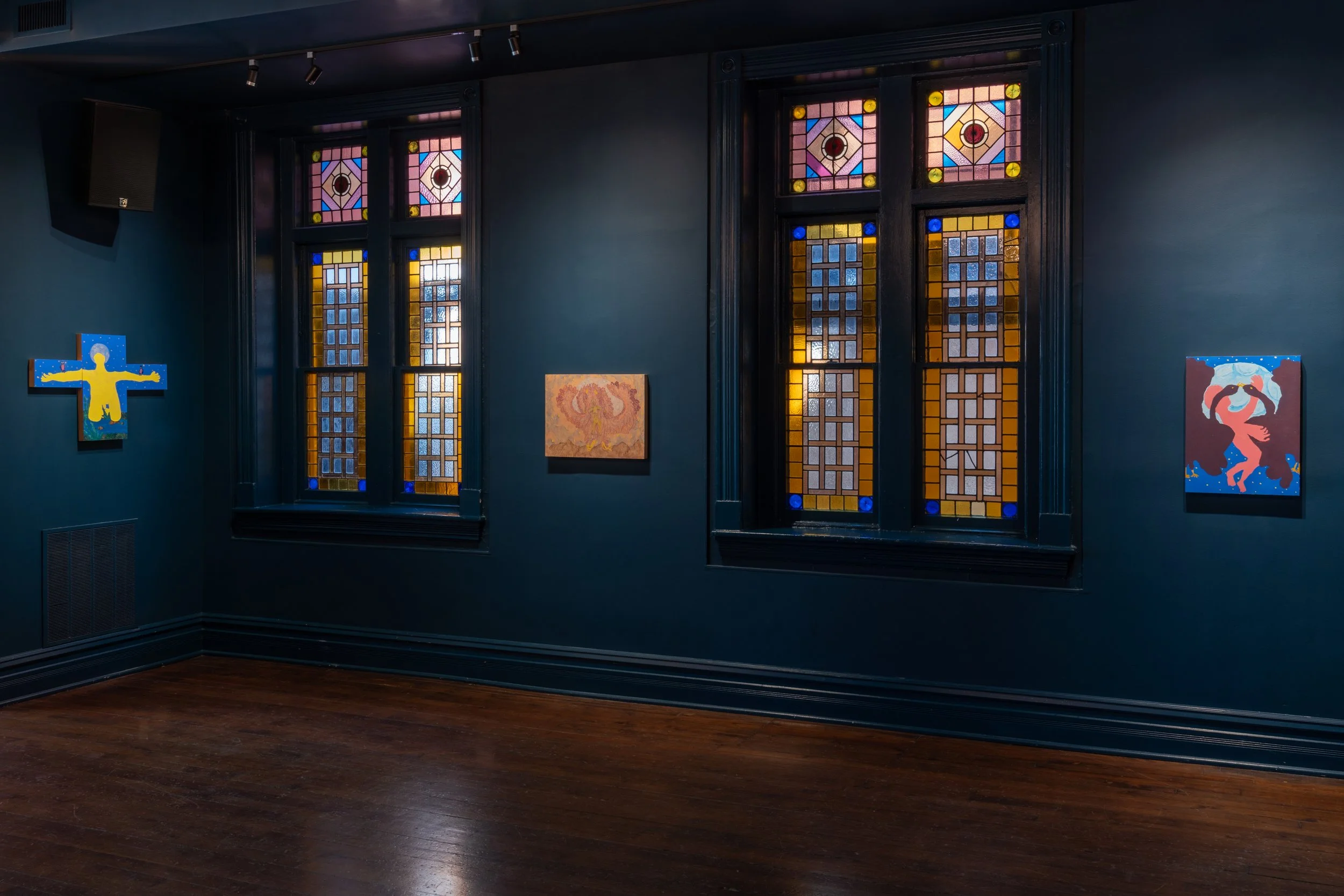 after the flood install shot drawing, crucifix, painting.jpg