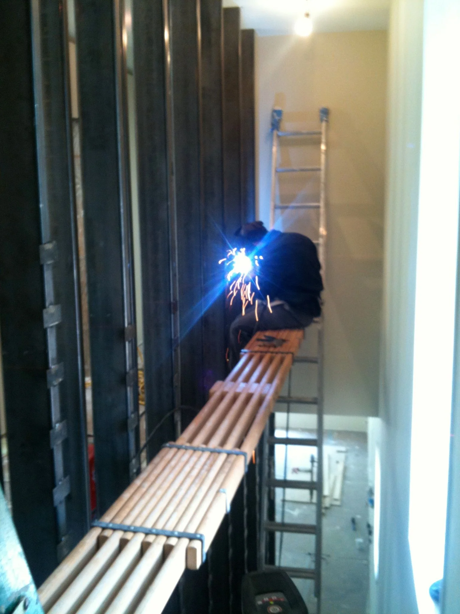 welding on the hidden railing brackets