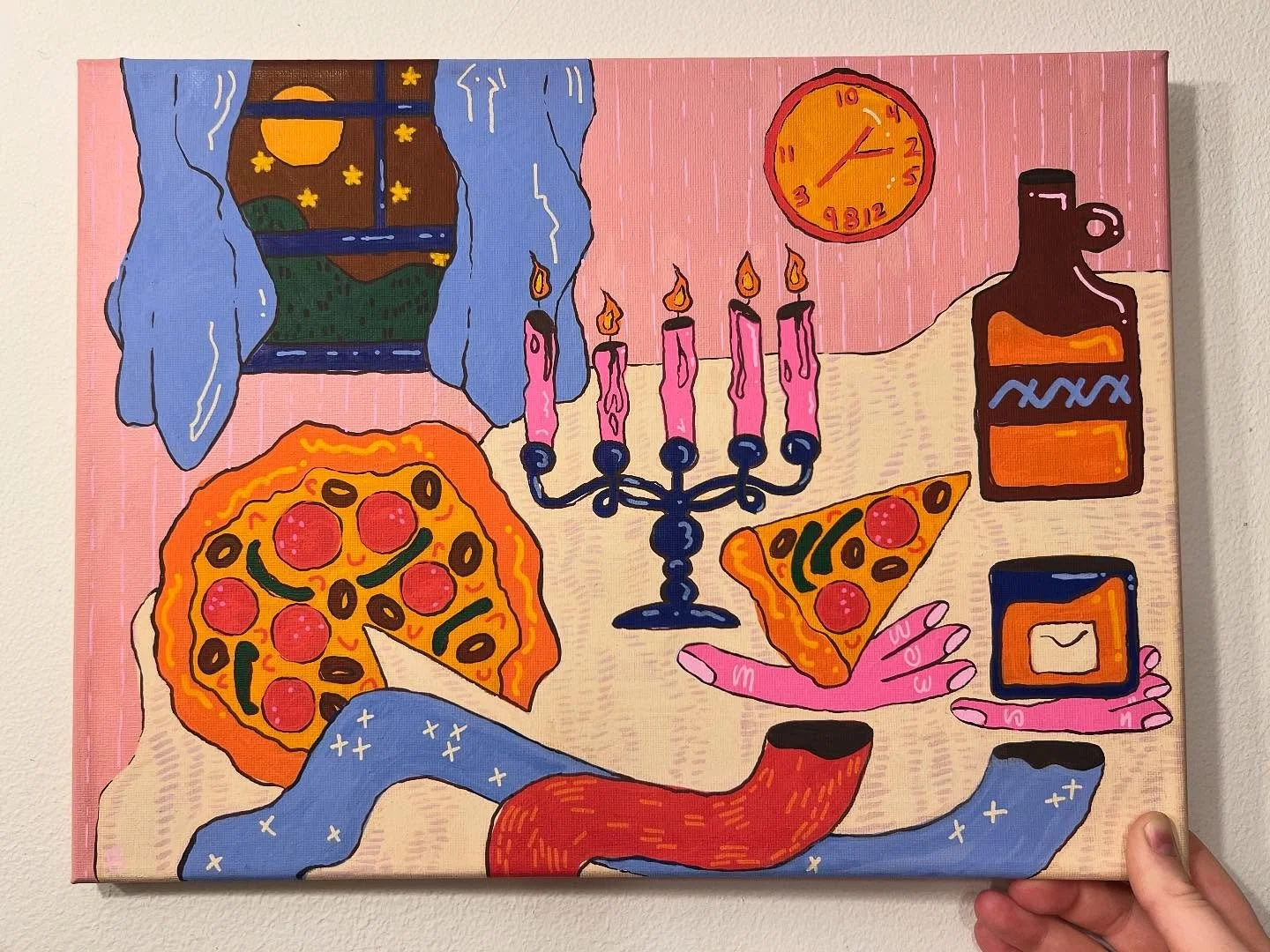 A comish for a house of pizza lovers and whiskey drinkers. 🥃🌛🍕