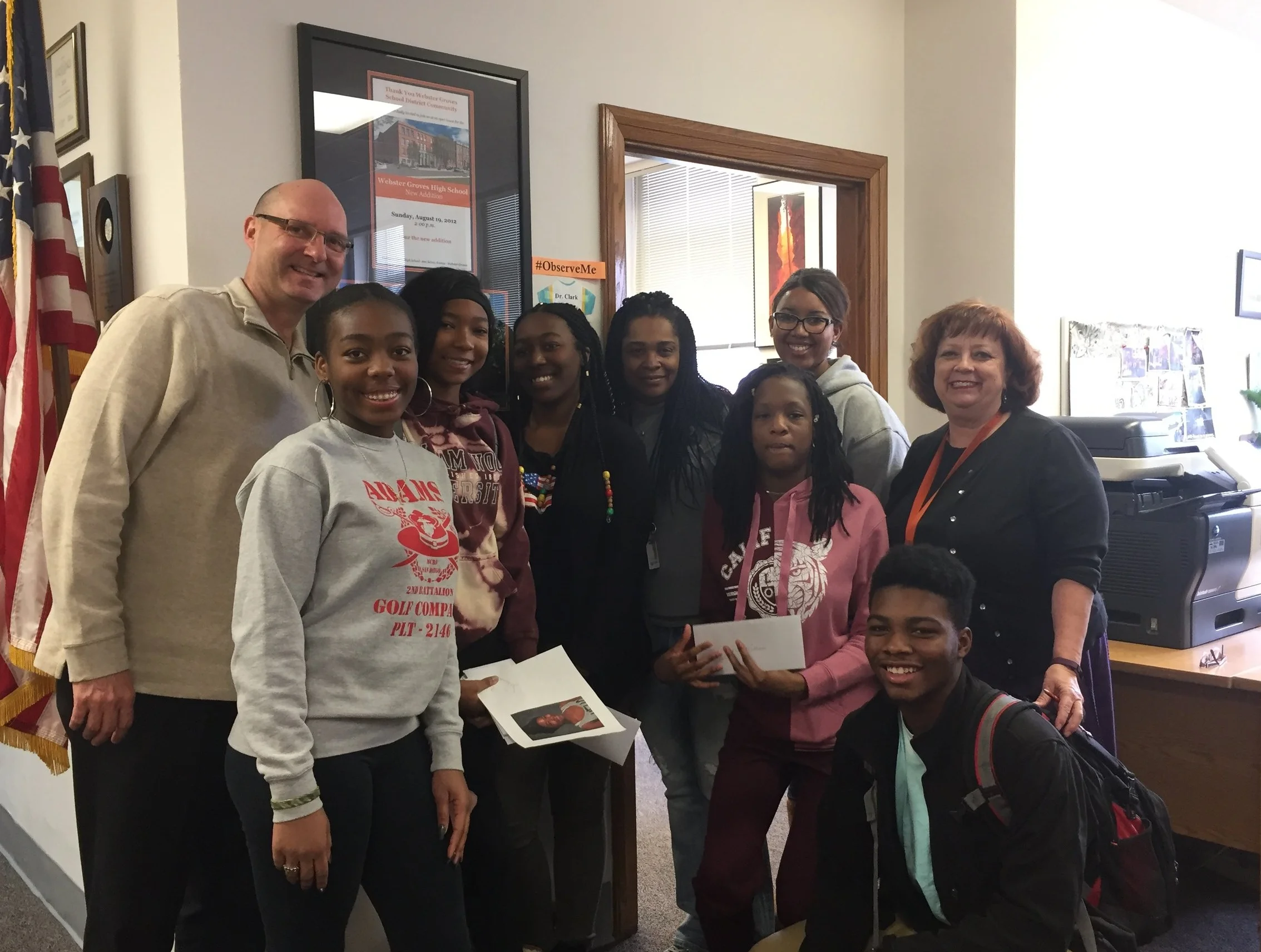 L-R: Jon Clark, Teona Adams*, Syanna Mahan, Aysha Gray*, Dr. Shiree Yeggins, Erica Richardson, Dana Miller, Fanuel Achinda, Julie Burchett * Grand Prize Award Recipient