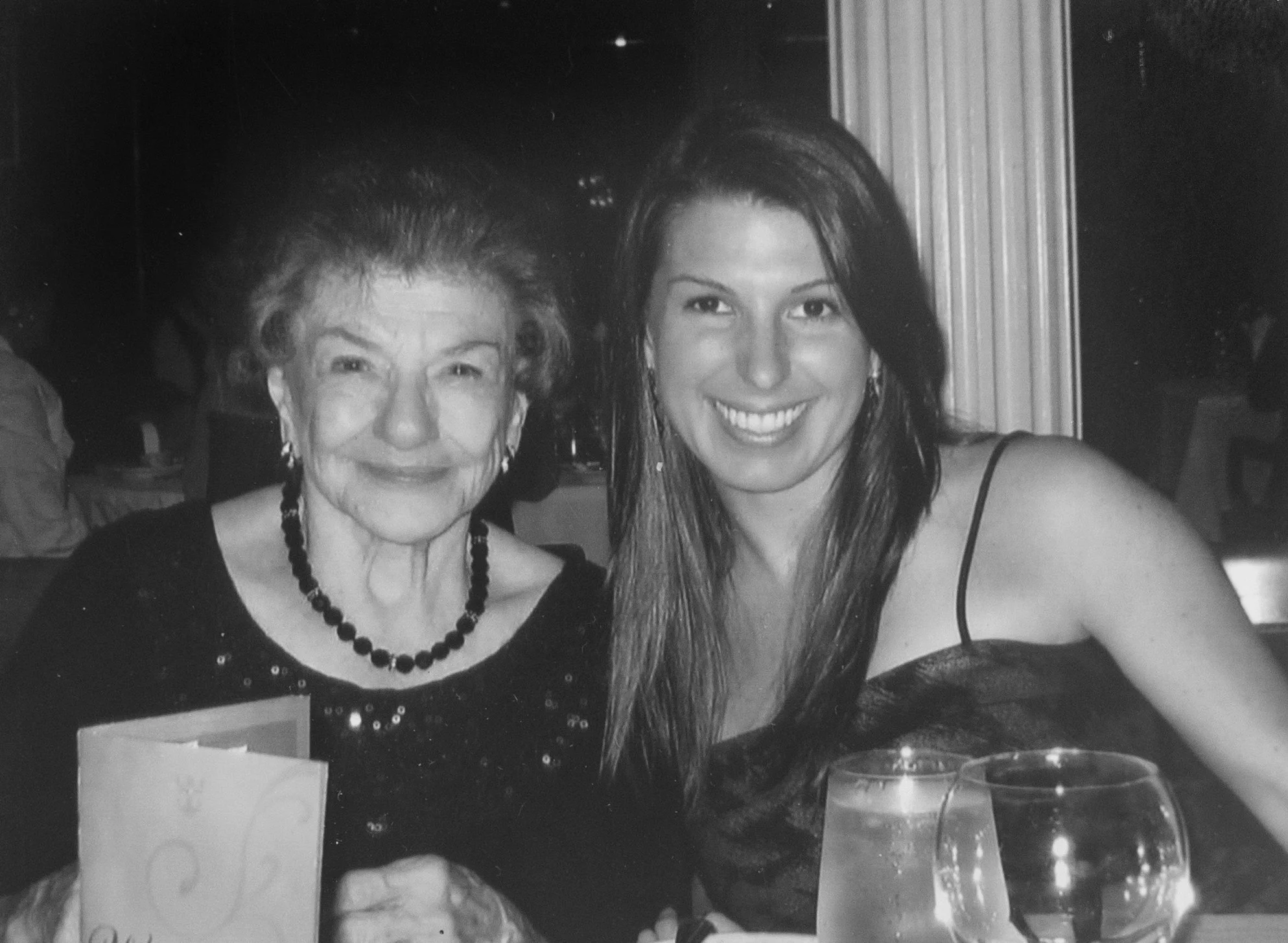 devon and grandmother at a table