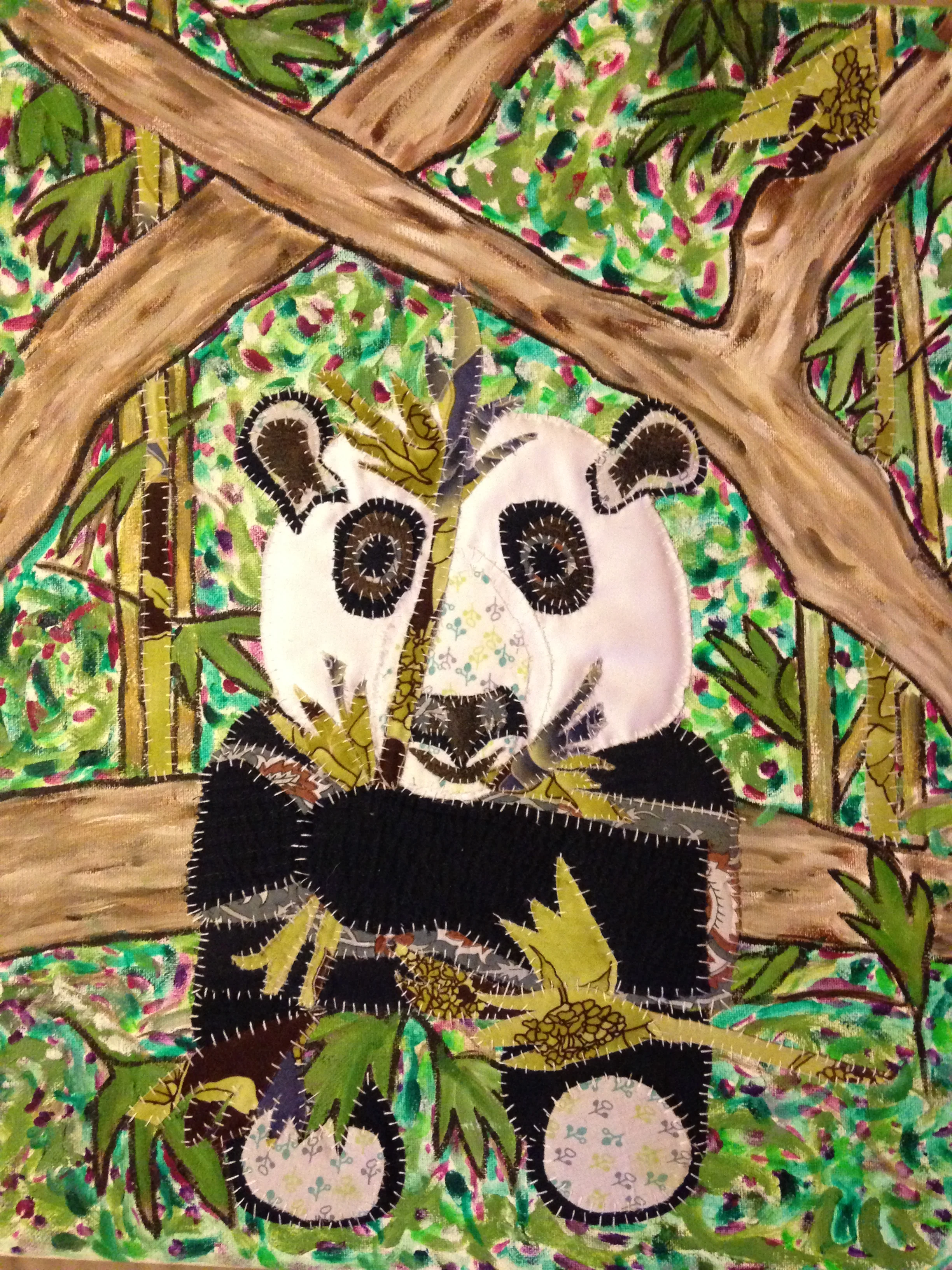 Panda bear and bamboo