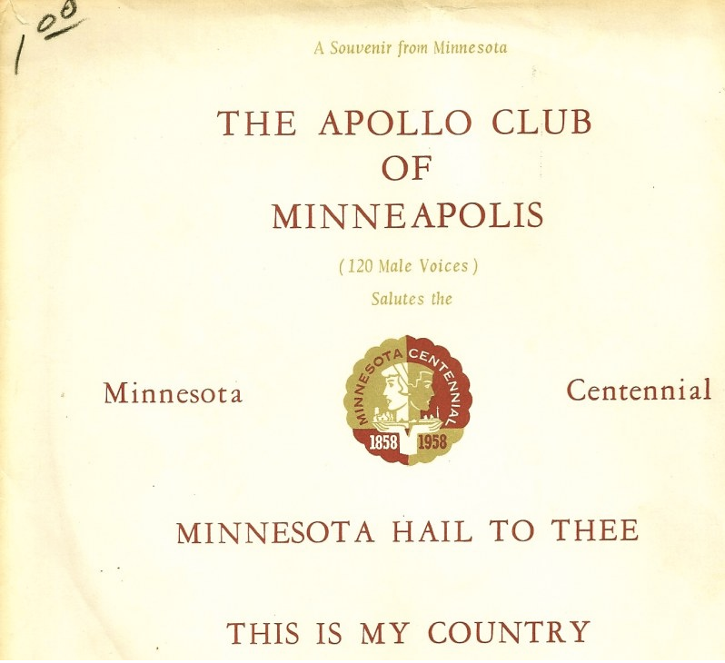 Apollo recording for Minnesota Centennial in 1958