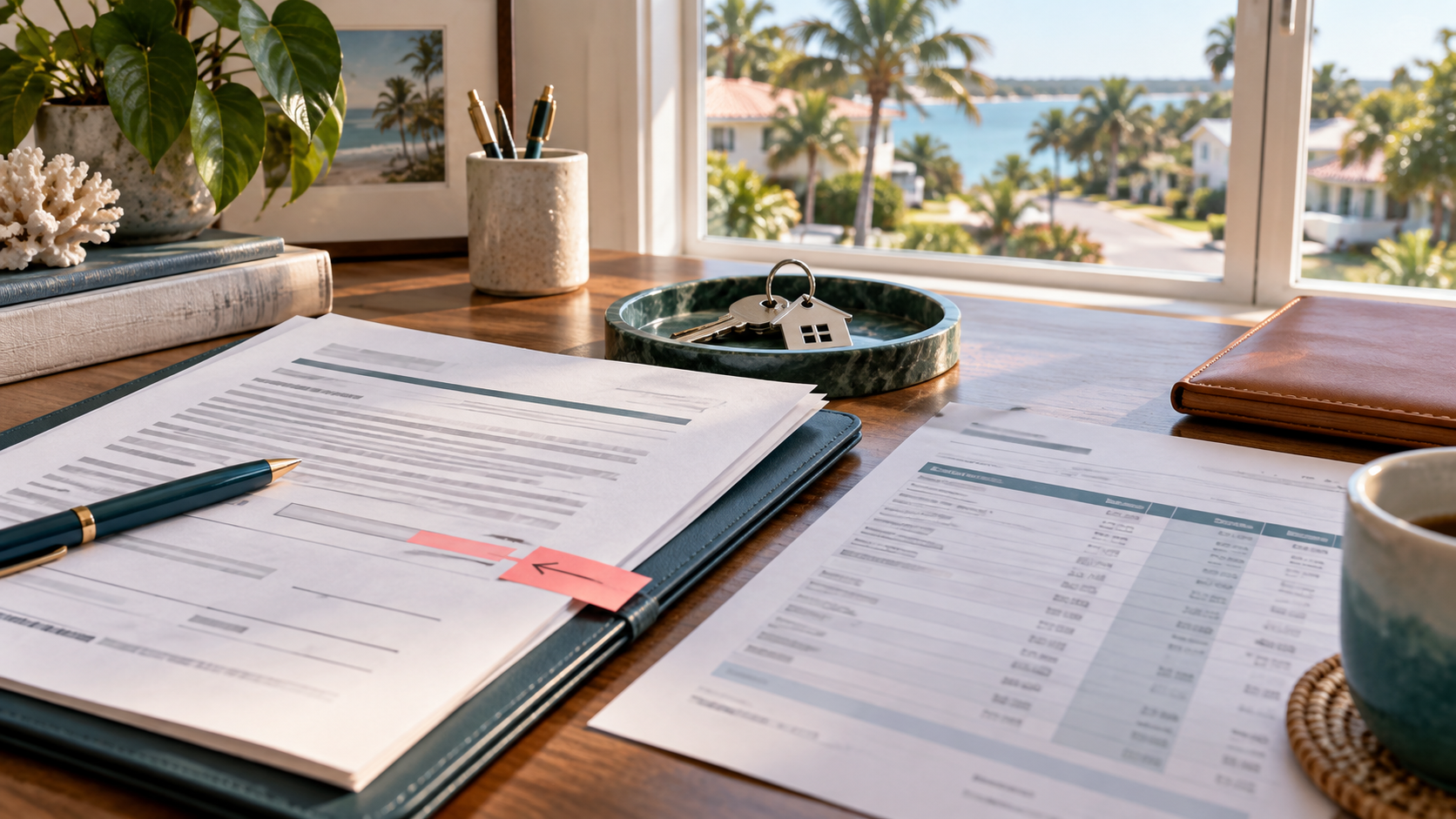 Revised short sale offer, updated settlement papers, and house keys at a South Daytona closing desk