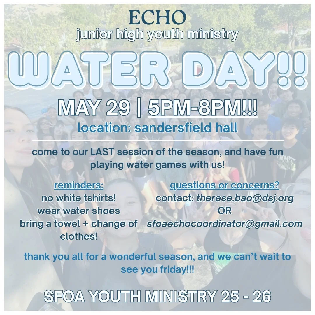 HELLO FOGS! unfortunately our season is coming to an end 🥲 fortunately however, this week&rsquo;s session is our annual WATER DAY!!! 
it will start at 5PM this week in the sandersfield hall! make sure to bring water, a change of clothes, and a towel