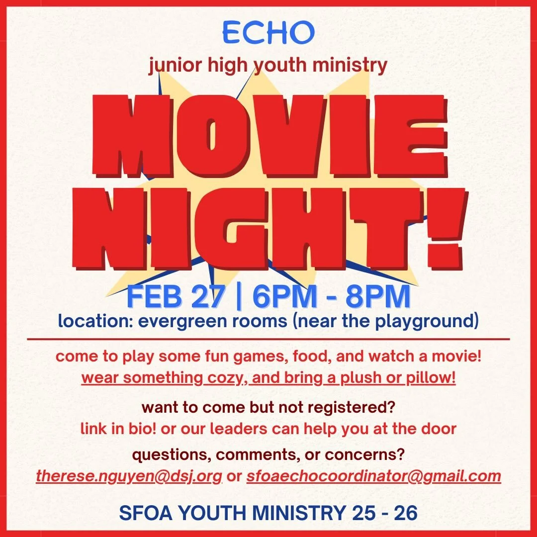 our spider senses are telling us this weeks ECHO session is MOVIE NIGHT!!! 🍿🎥 join us for a few games, food, and a movie in the EVERGREEN ROOMS. feel free to wear pjs, grab a stuffie, and be cozy this week!! hope to see you all there!