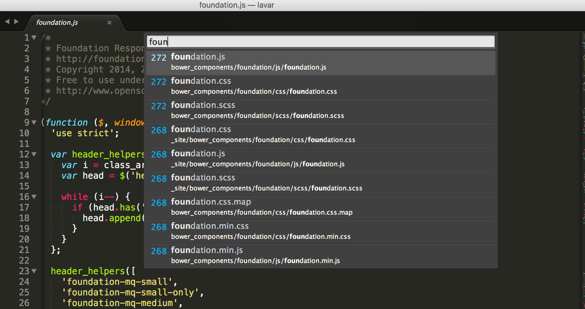 Sublime Text's ⌘+T Interface Screenshot