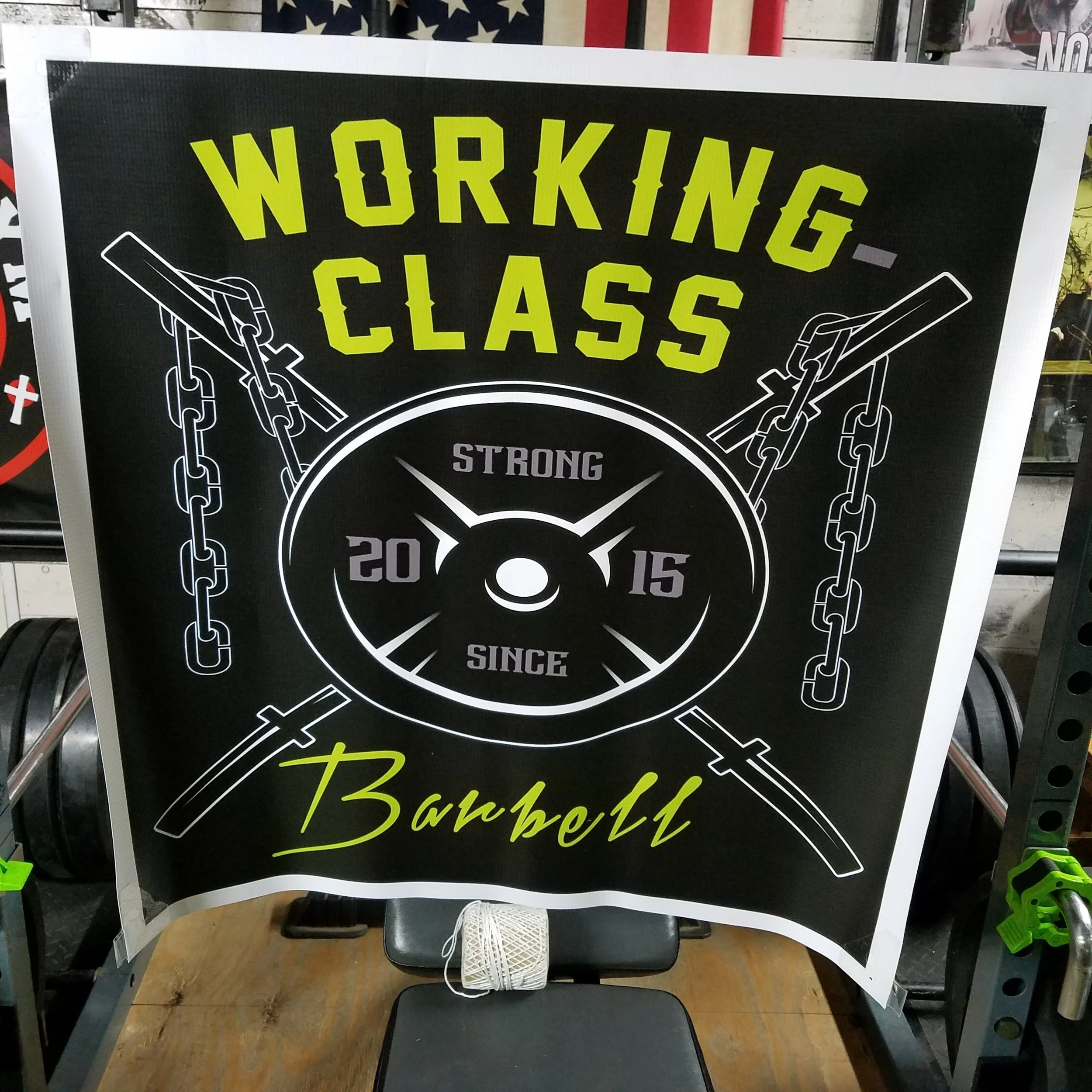 Working-class Barbell Logo Banner (2'x2')