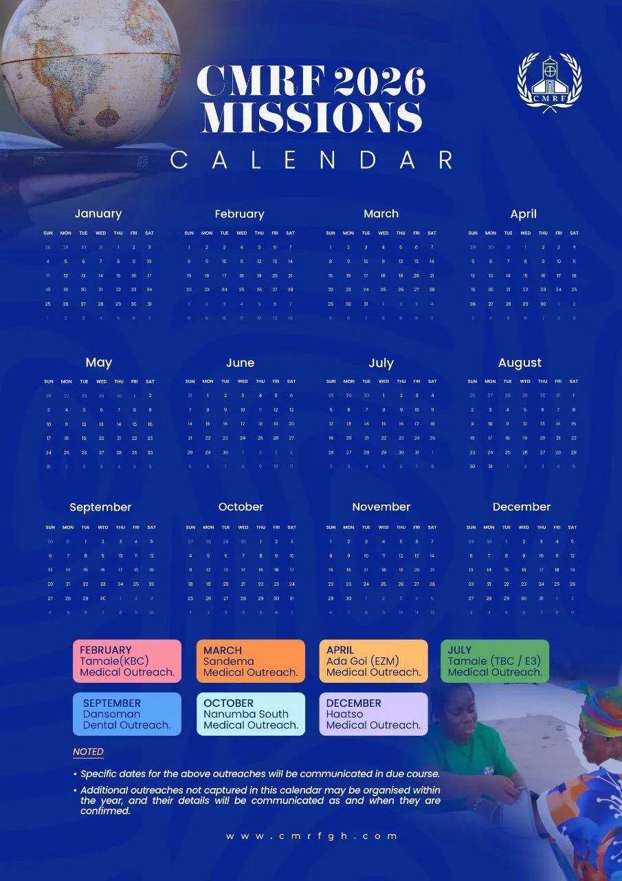 CMRF 2026 Medical Missions Calendar