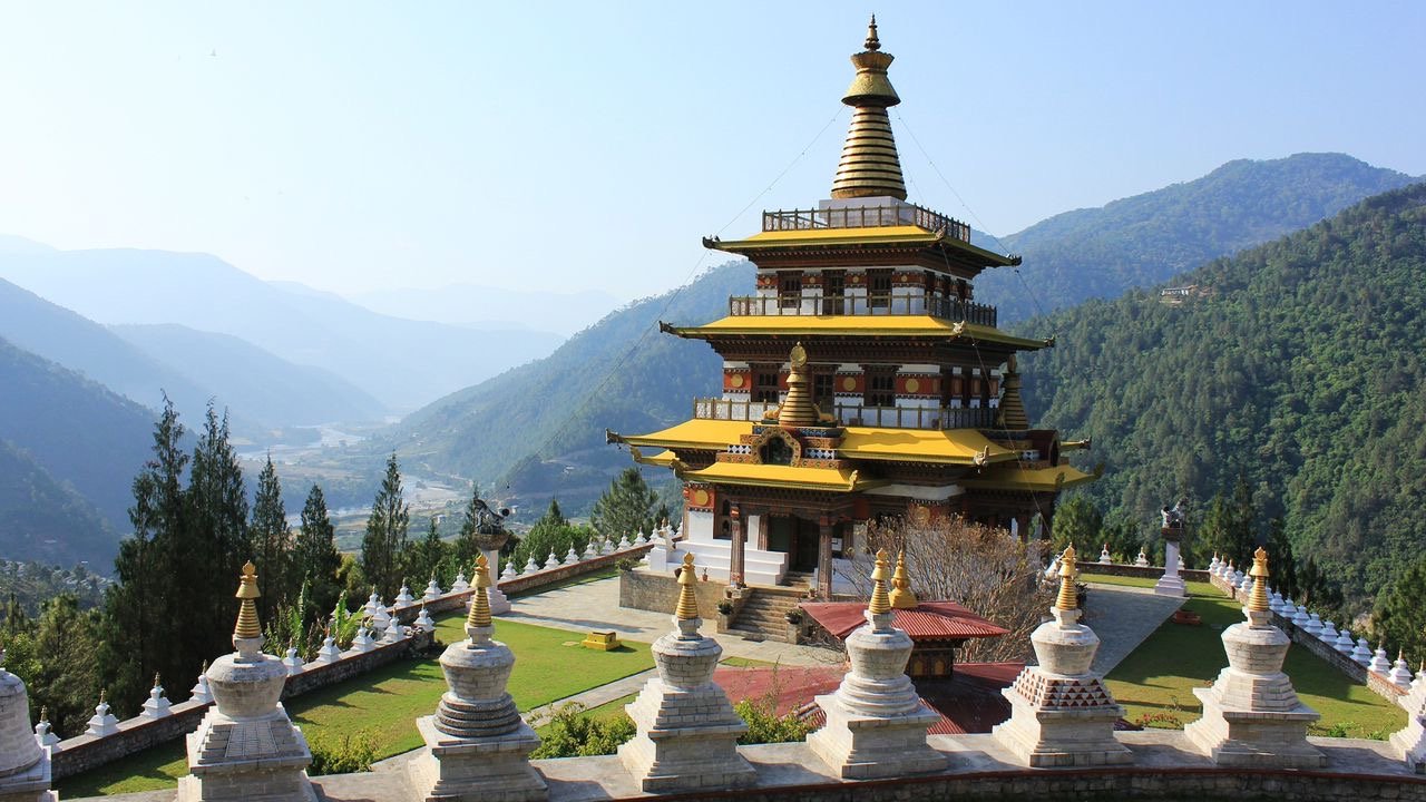 Khamsum Yulley Namgyal Stupa overlooking the Punakha Valley in Bhutan.