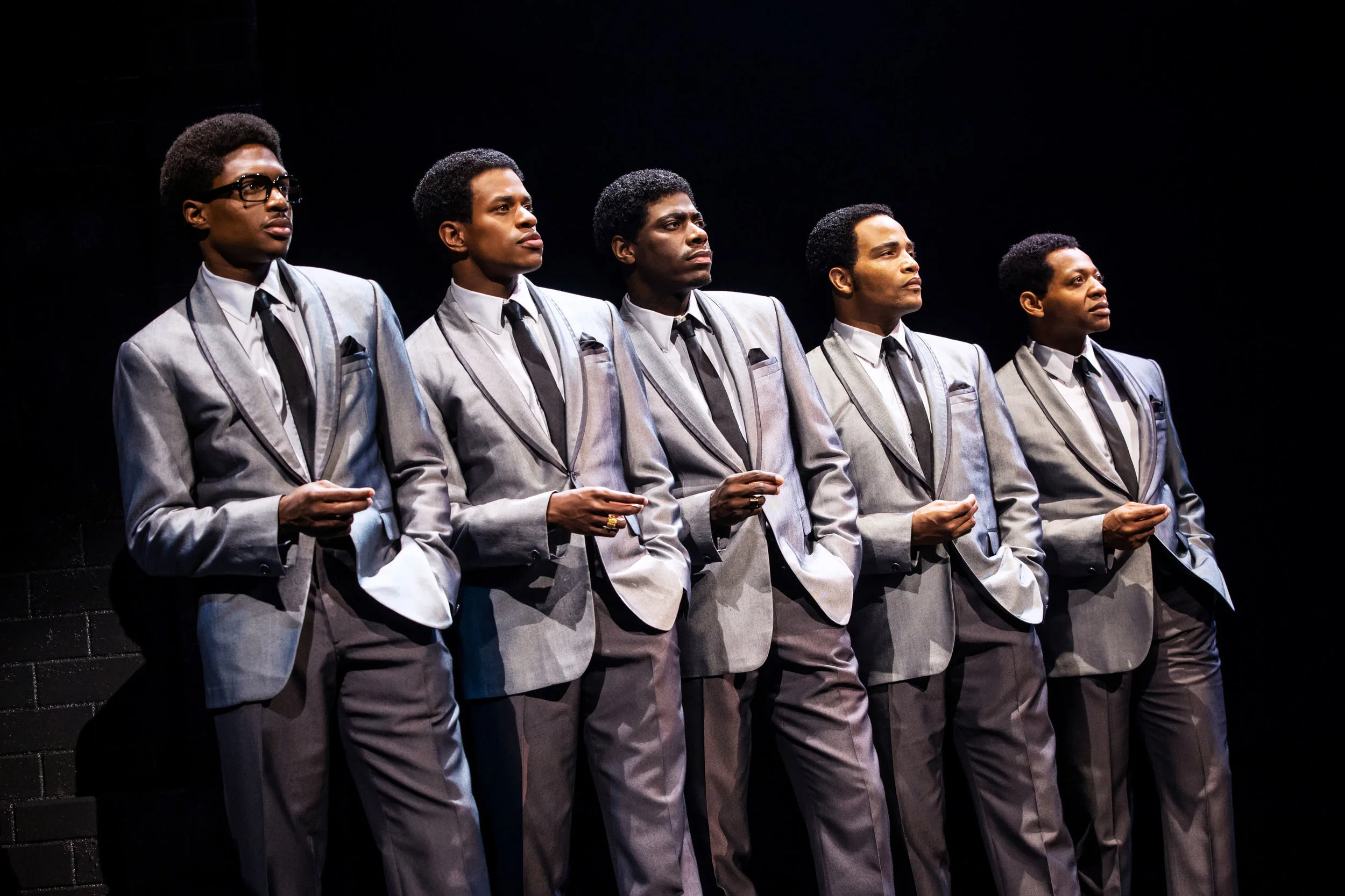 Ephraim Sykes, Jeremy Pope, Jawan M. Jackson, James Harkness, and Derrick Baskin. Photo Credit: Matthew Murphy.