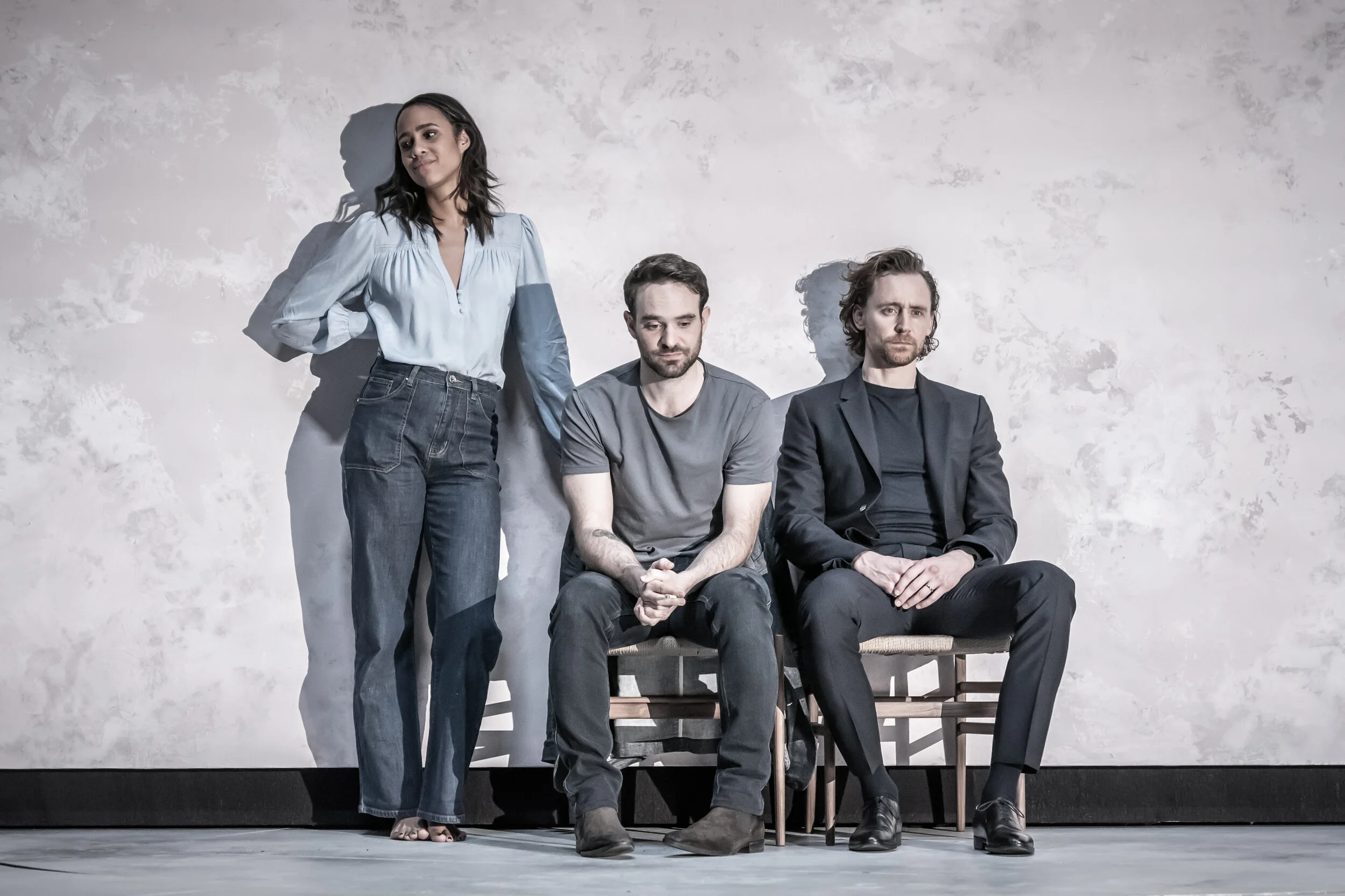 Zawe Ashton, Charlie Cox, and Tom Hiddleston in “Betrayal”. Photo Credit: Marc Brenner.