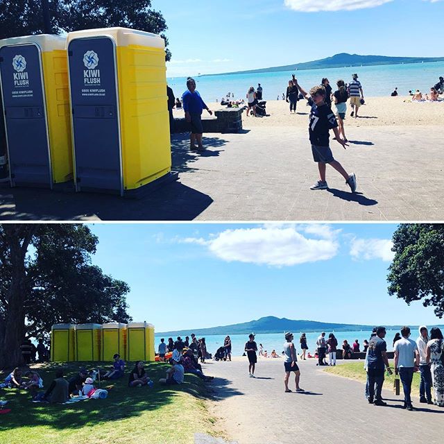 Best seats in the house! #loowithaview. What a stunning day @missionbayartcraftmarket Labour Day. #missionbaycraftmarket #missionbay #kiwiflush #kiwisummer
