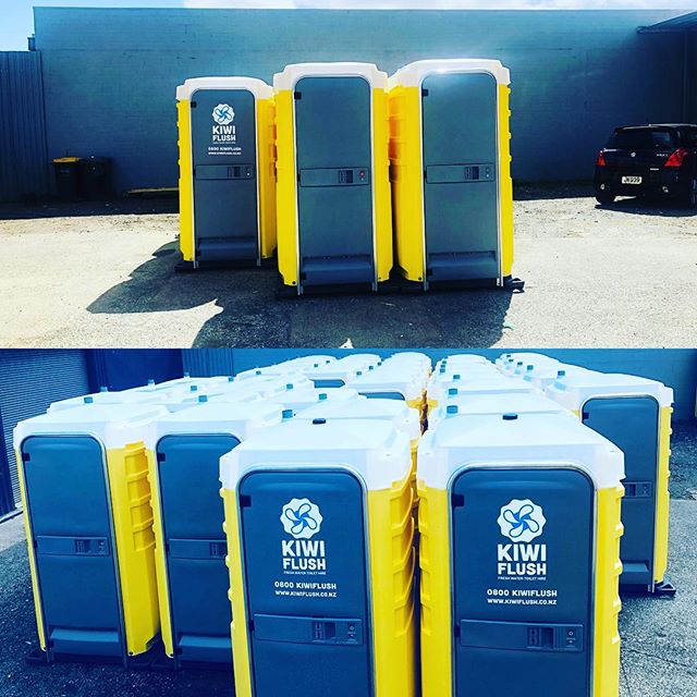 What a week in the Kiwi Flush yard! Monday a container of brand new loos built and by Friday only a handful left on our yard. Events season is in full swing!! BUT we have even more loos arriving next week! All our events loos have motion detecting solar lights too!!
