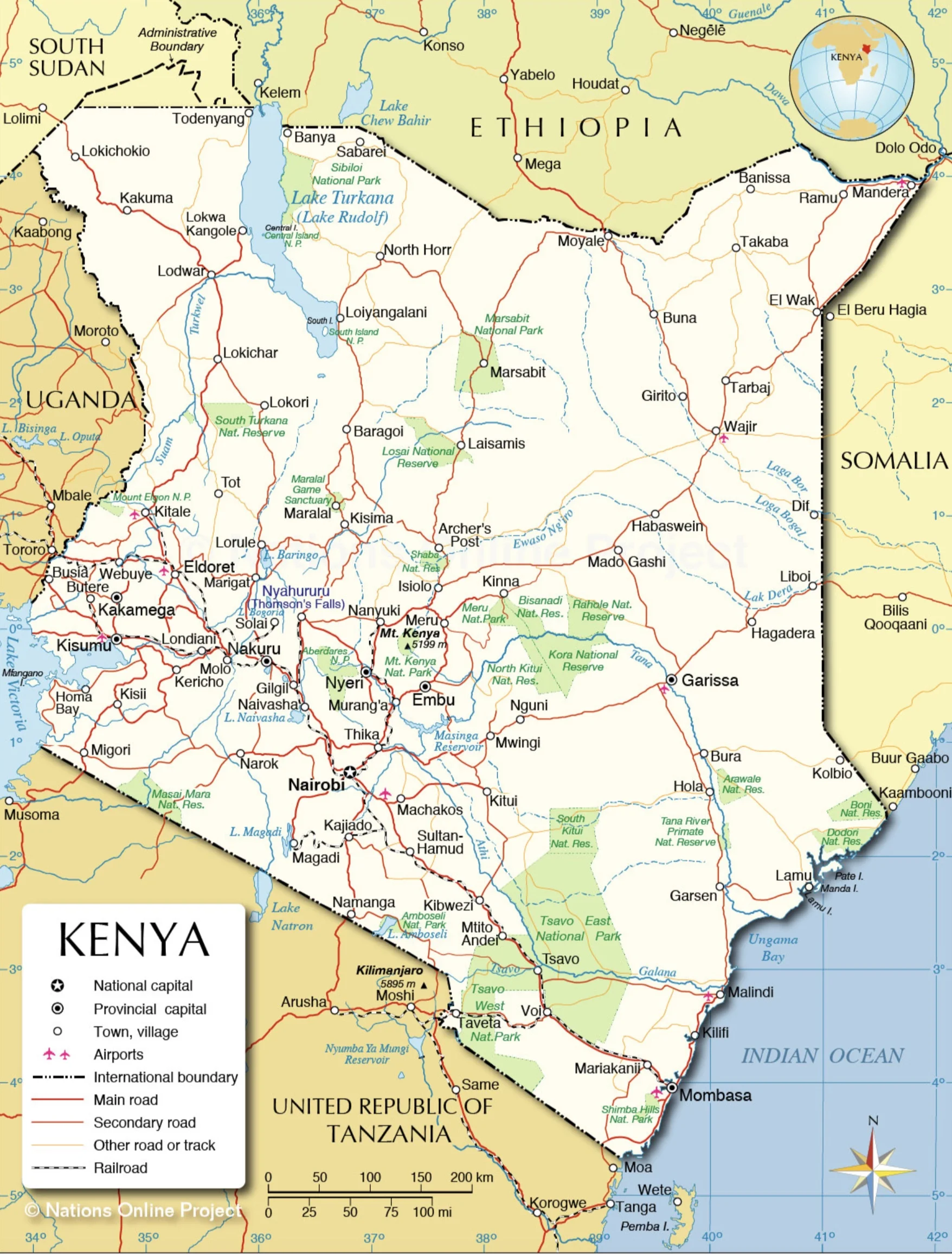 Kenya - click on map for larger version.