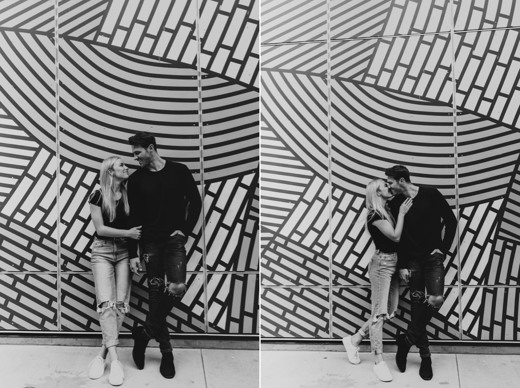 Downtown Los Angeles Rooftop Engagement Session | Carrie Rogers Photography | LA skyline view from rooftop | Urban engagement session | #couples #engagement