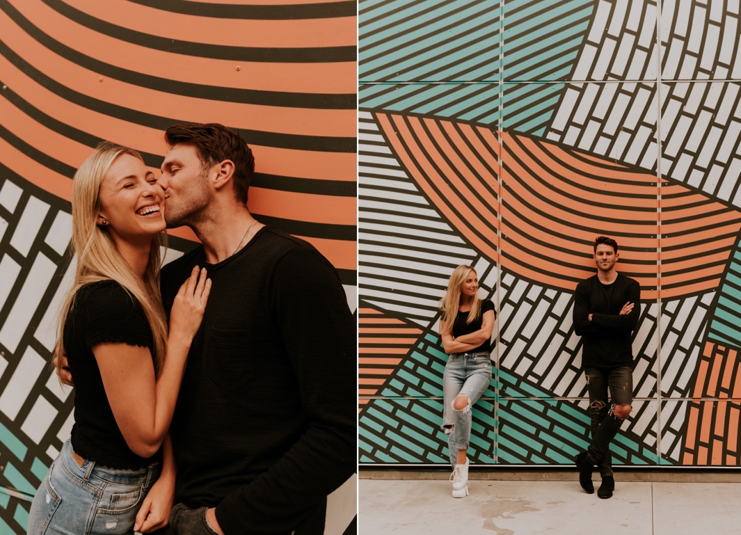 Downtown Los Angeles Rooftop Engagement Session | Carrie Rogers Photography | LA skyline view from rooftop | Urban engagement session | #couples #engagement