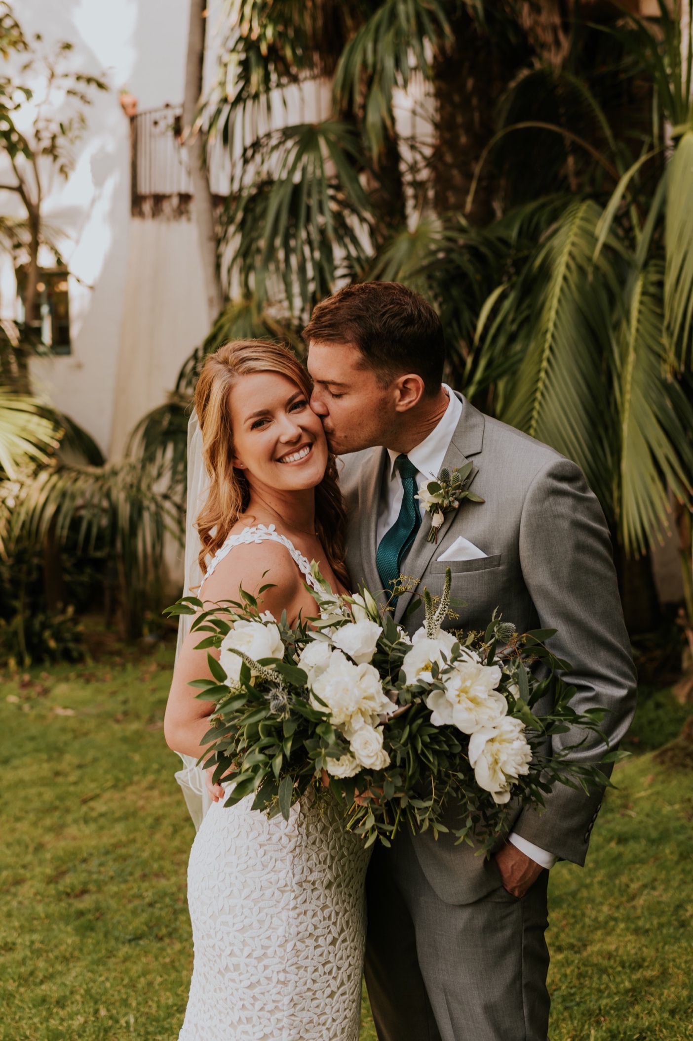 Bride and Groom portraits. Santa Barbara Courthouse Wedding.