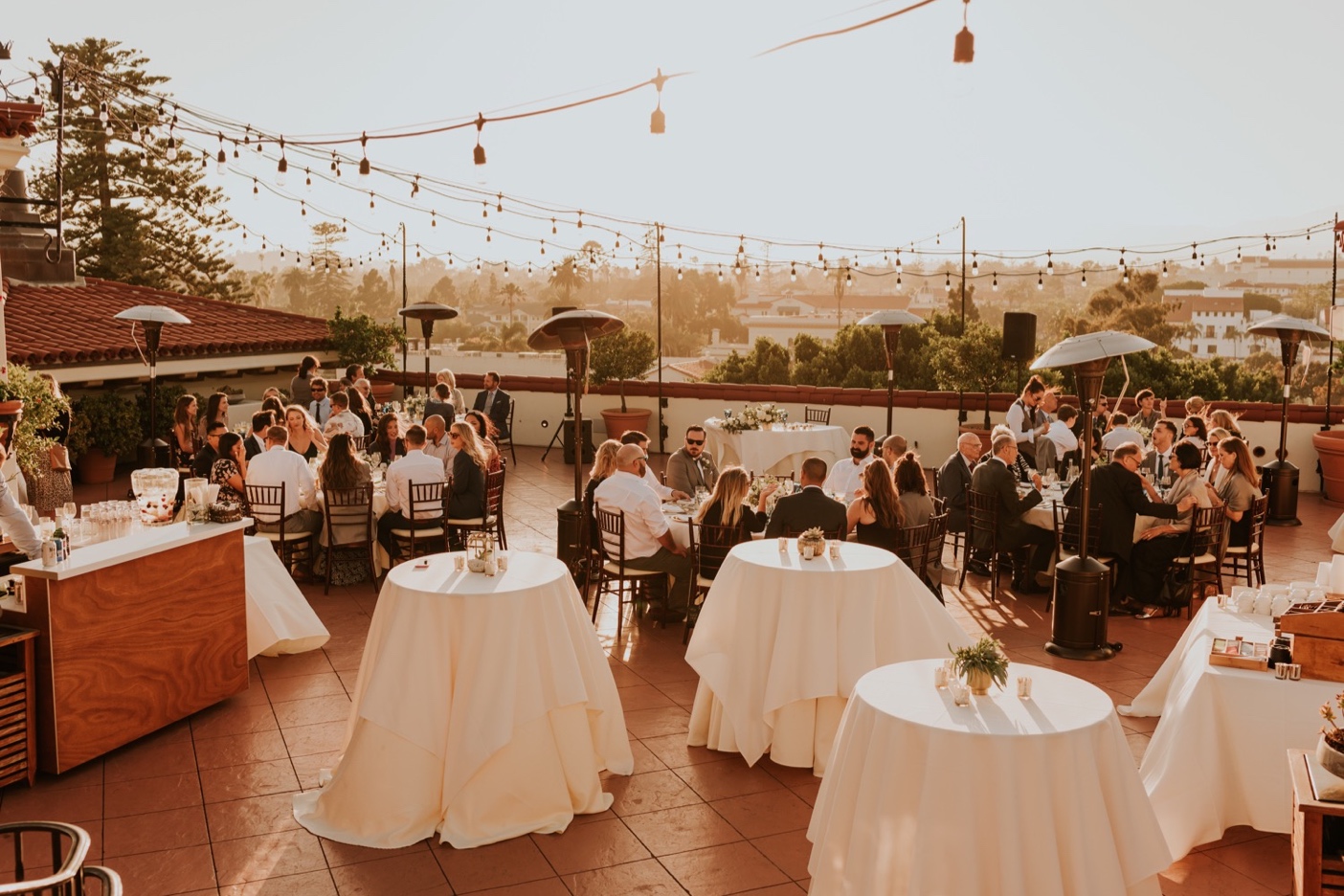 Sunset Rooftop wedding reception Canary Hotel Santa Barbara.