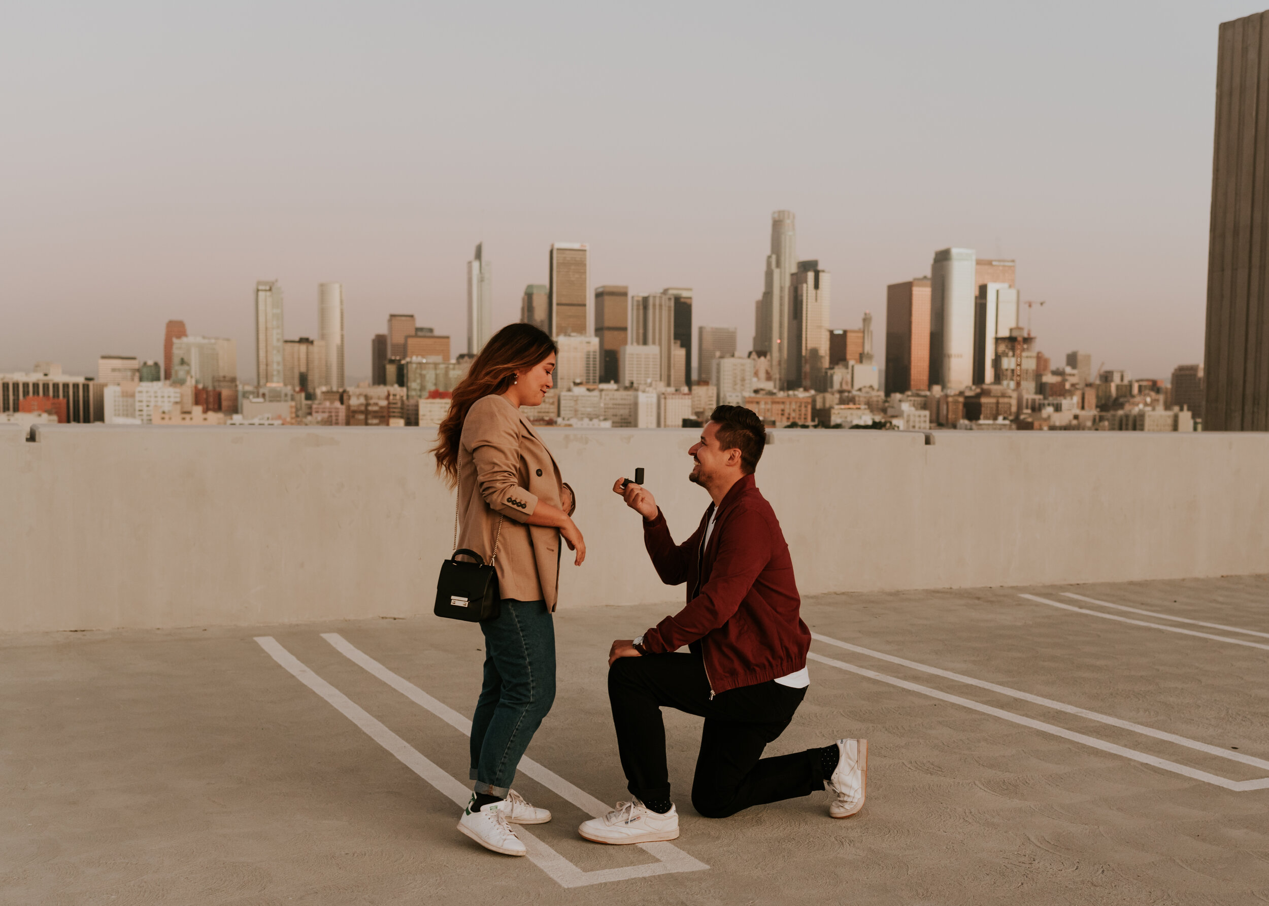 Downtown Los Angeles Rooftop Proposal | DTLA Engagement Session | Arts District DTLA Engagement Photos | Rooftop Engagement Session | Los Angeles Wedding Photographer | Proposal Ideas