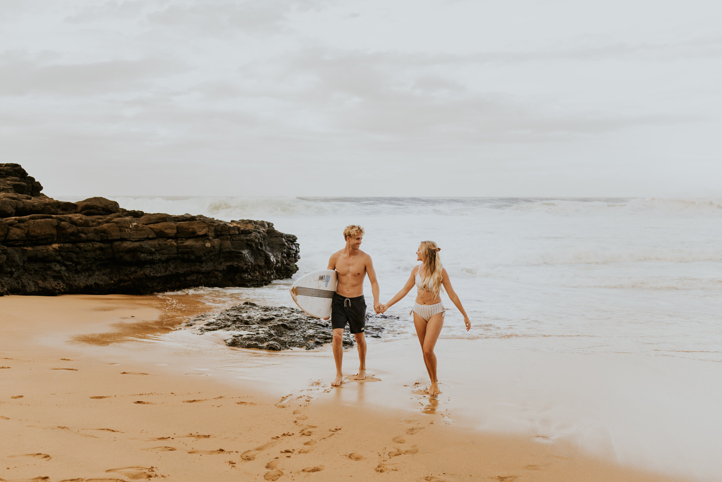  Kauai Beach Engagement Session | Secret Beach Kauai | Hawaii Couple Photos | Kauai Elopement Photographer | Hawaii Engagement | Destination Wedding Photographer  | Surfboard Engagement Session