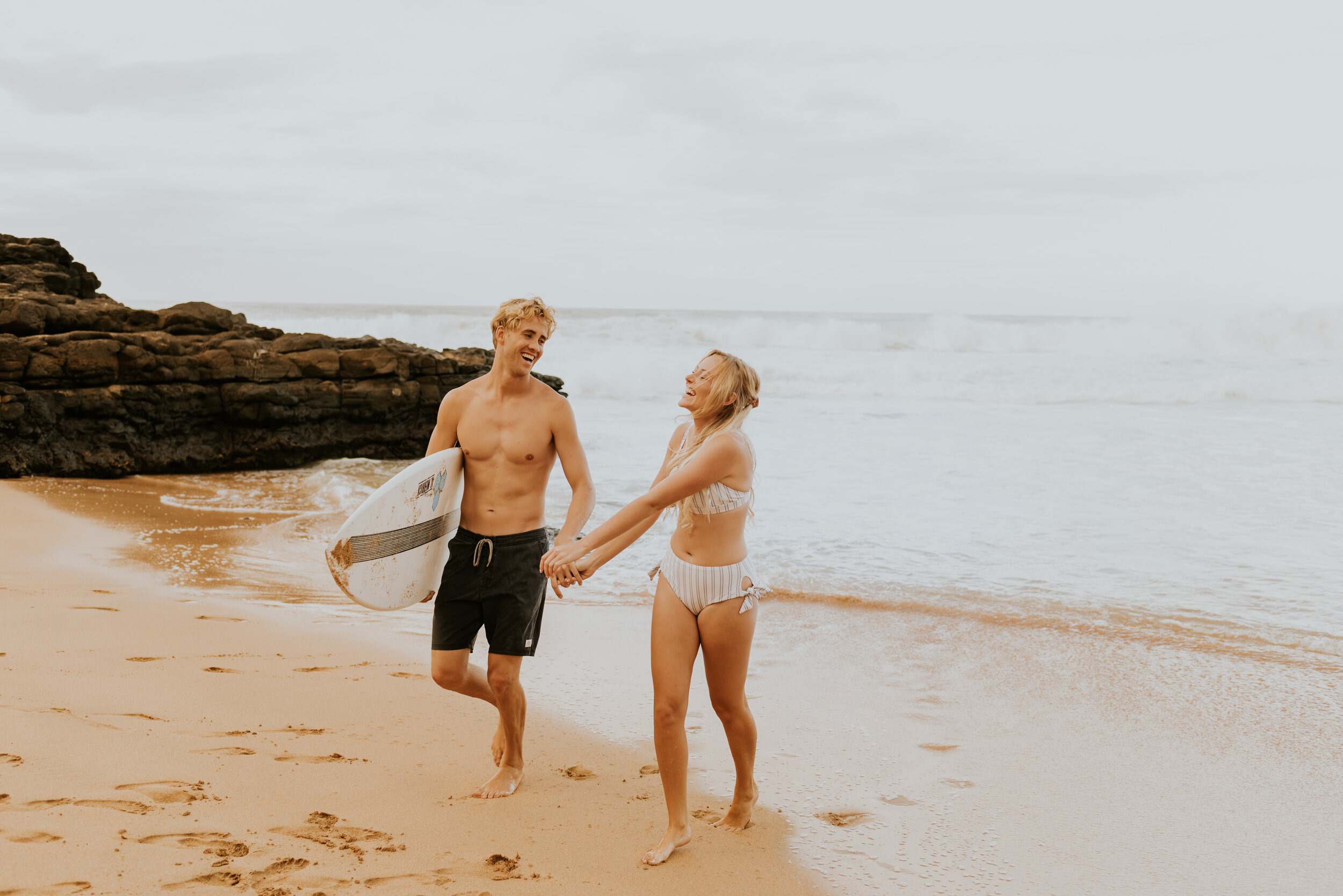  Kauai Beach Engagement Session | Secret Beach Kauai | Hawaii Couple Photos | Kauai Elopement Photographer | Hawaii Engagement | Destination Wedding Photographer  | Surfboard Engagement Session