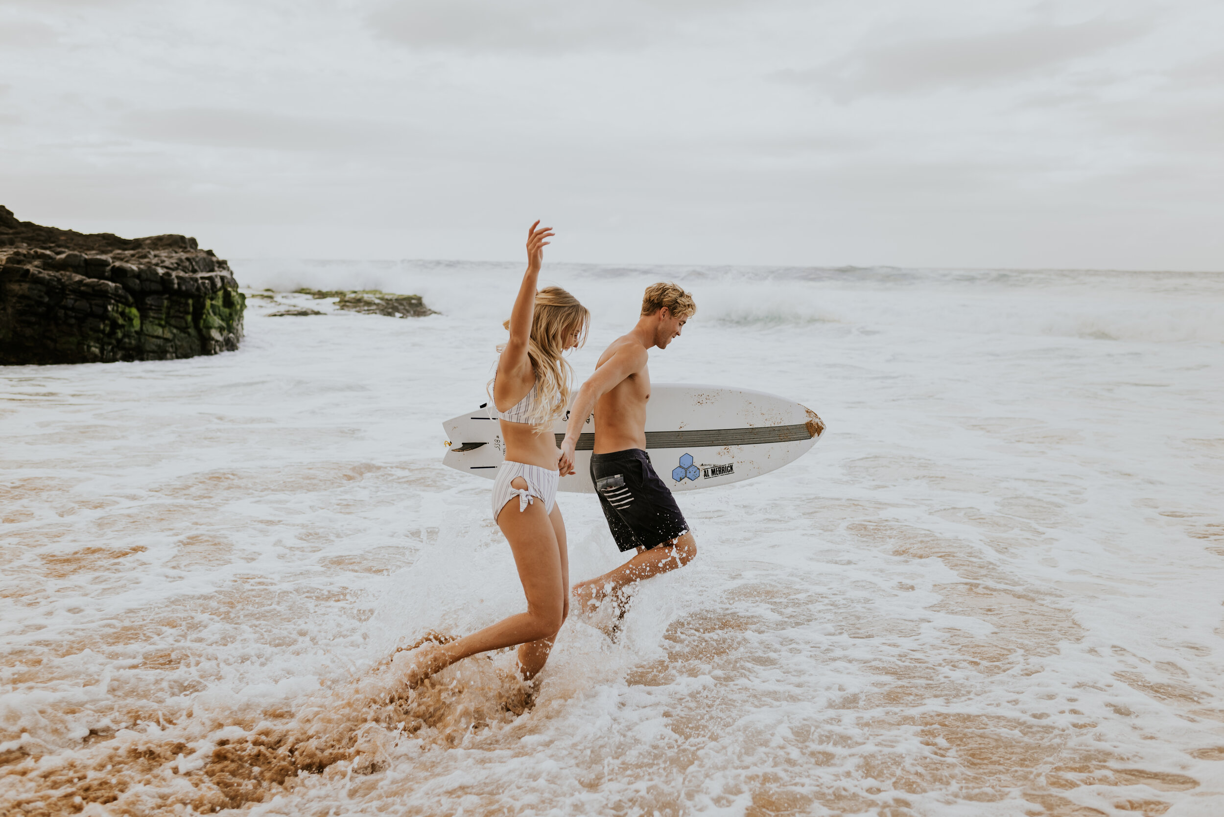  Kauai Beach Engagement Session | Secret Beach Kauai | Hawaii Couple Photos | Kauai Elopement Photographer | Hawaii Engagement | Destination Wedding Photographer  | Surfboard Engagement Session