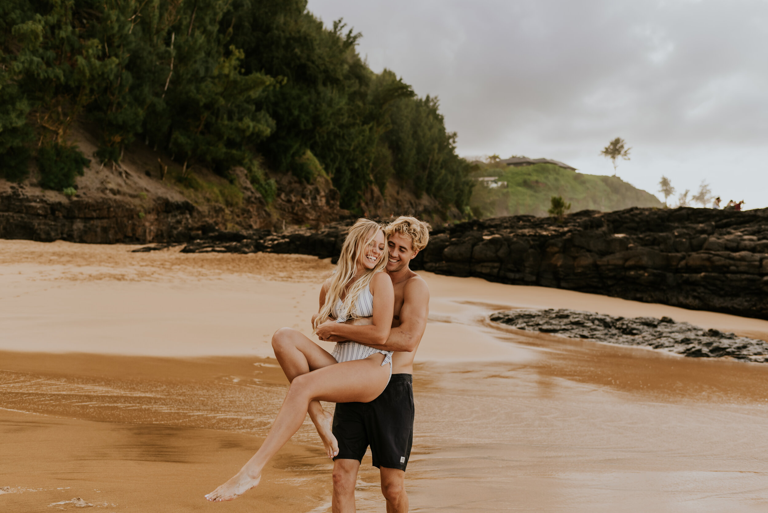  Kauai Beach Engagement Session | Secret Beach Kauai | Hawaii Couple Photos | Kauai Elopement Photographer | Hawaii Engagement | Destination Wedding Photographer  | Surfboard Engagement Session