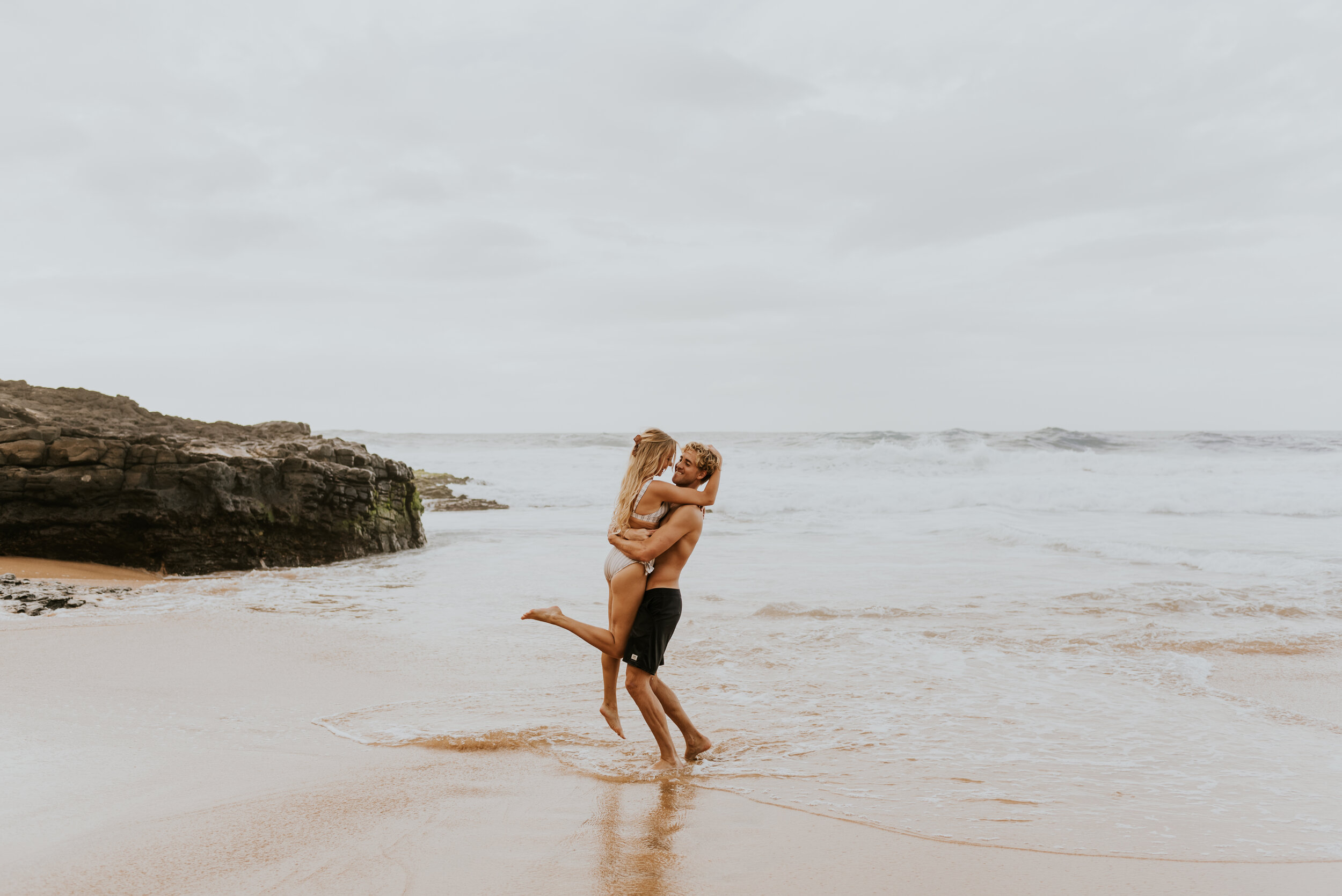  Kauai Beach Engagement Session | Secret Beach Kauai | Hawaii Couple Photos | Kauai Elopement Photographer | Hawaii Engagement | Destination Wedding Photographer  | Surfboard Engagement Session