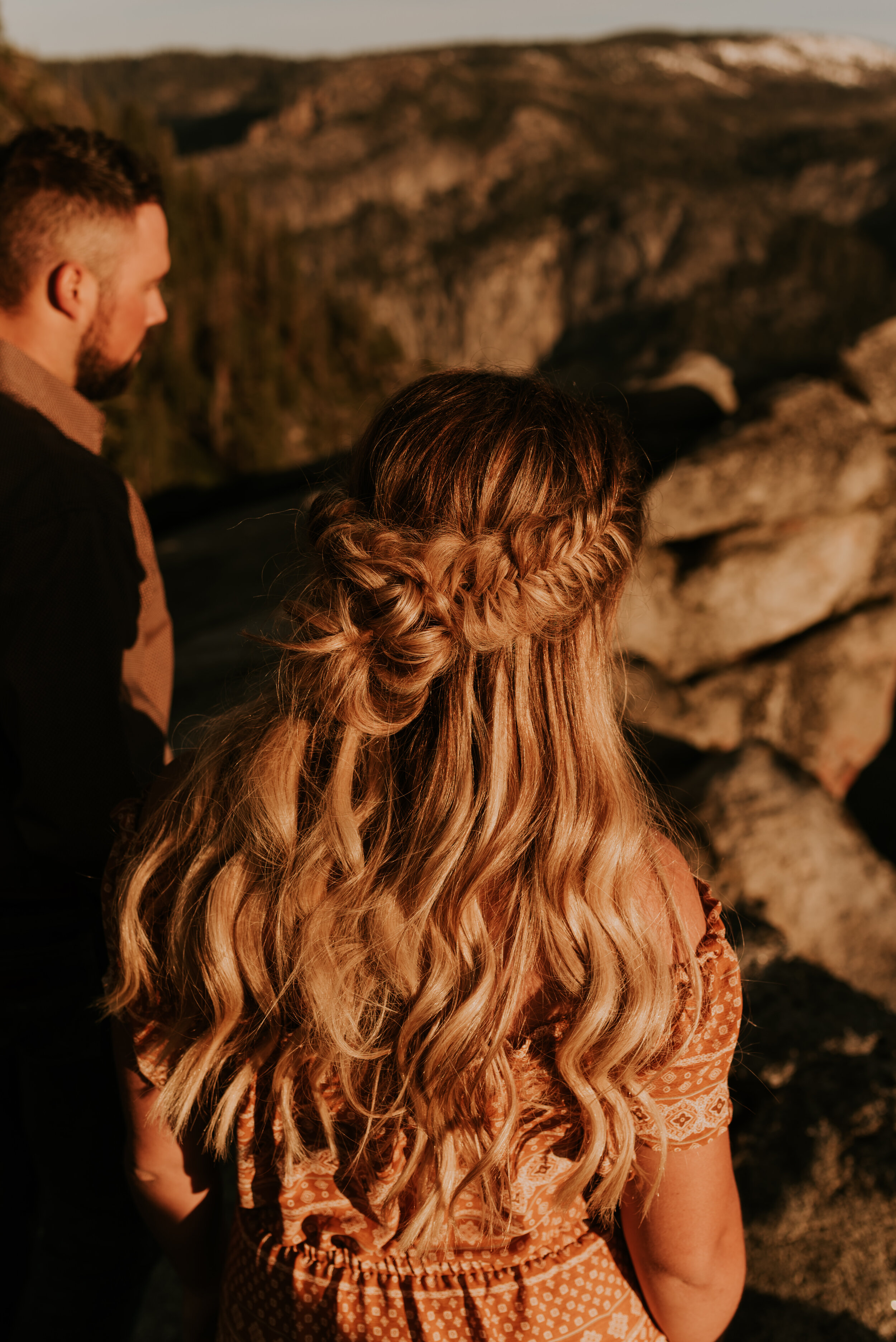 braided hairstyle for engagement session
