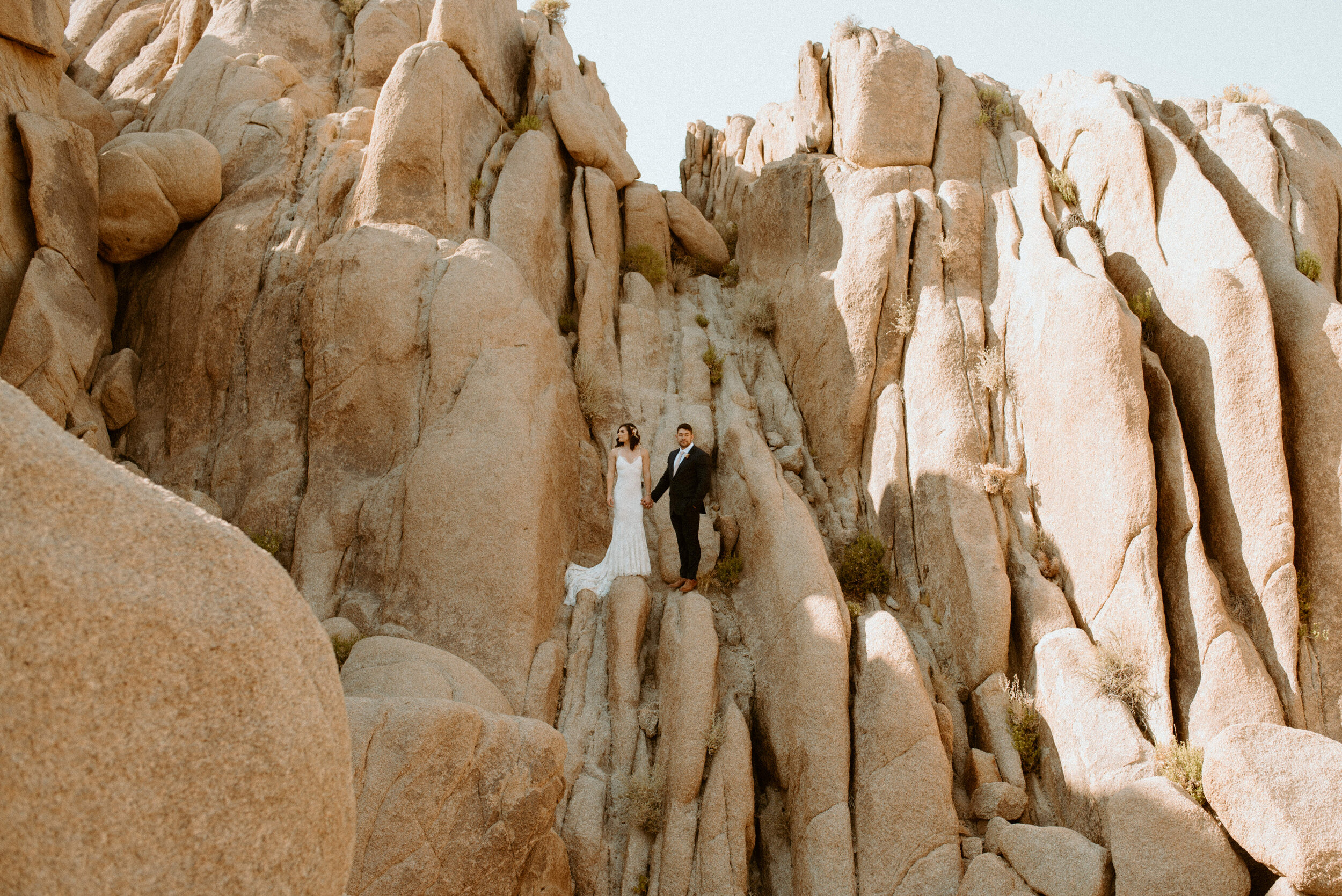 Laid-back Joshua Tree elopement | Boho bride in Grace Loves Lace dress | Joshua Tree elopement photographer | adventurous desert elopement | best place to elope in california
