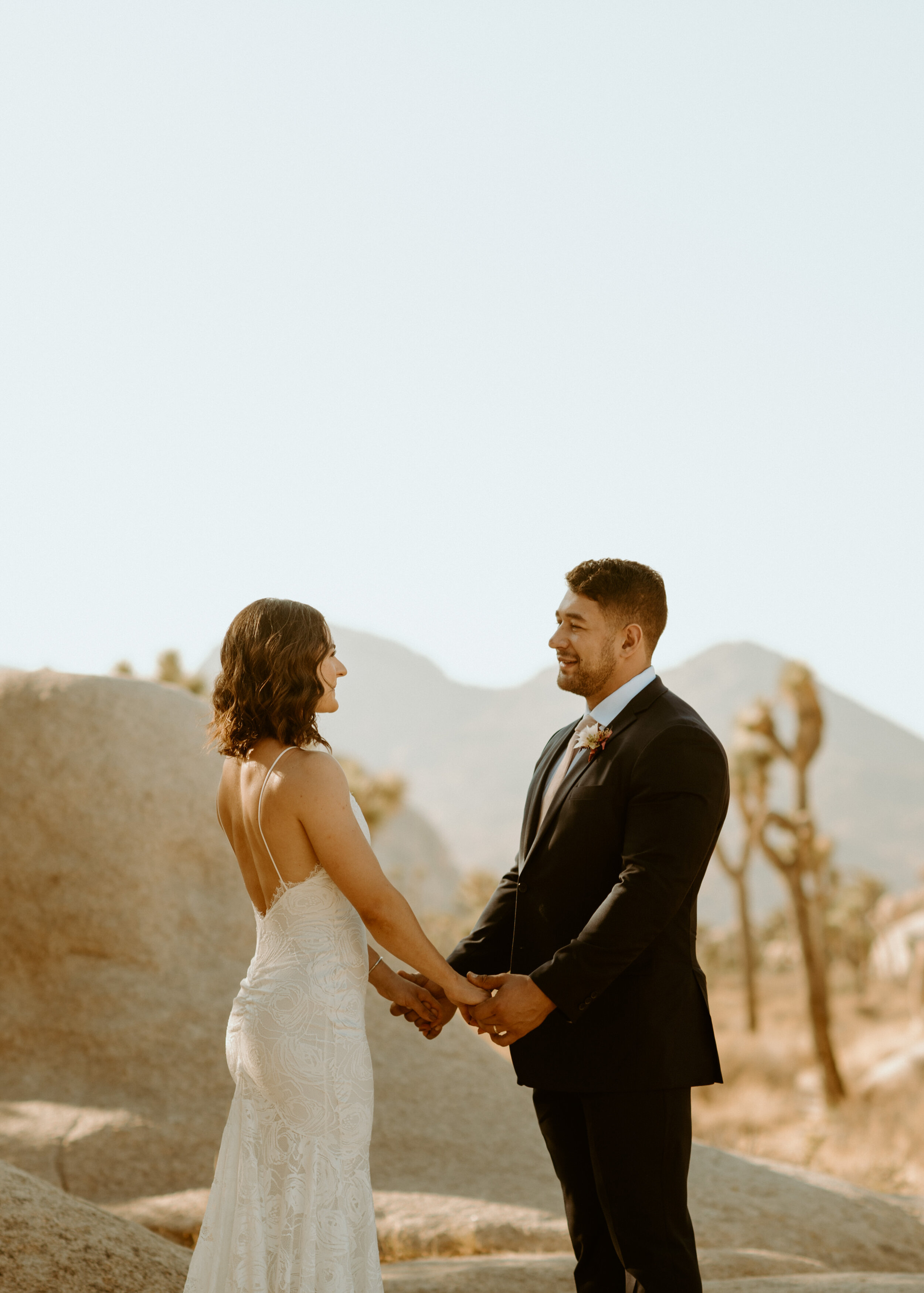 Laid-back Joshua Tree elopement | Boho bride in Grace Loves Lace dress | Joshua Tree elopement photographer | adventurous desert elopement | best place to elope in california