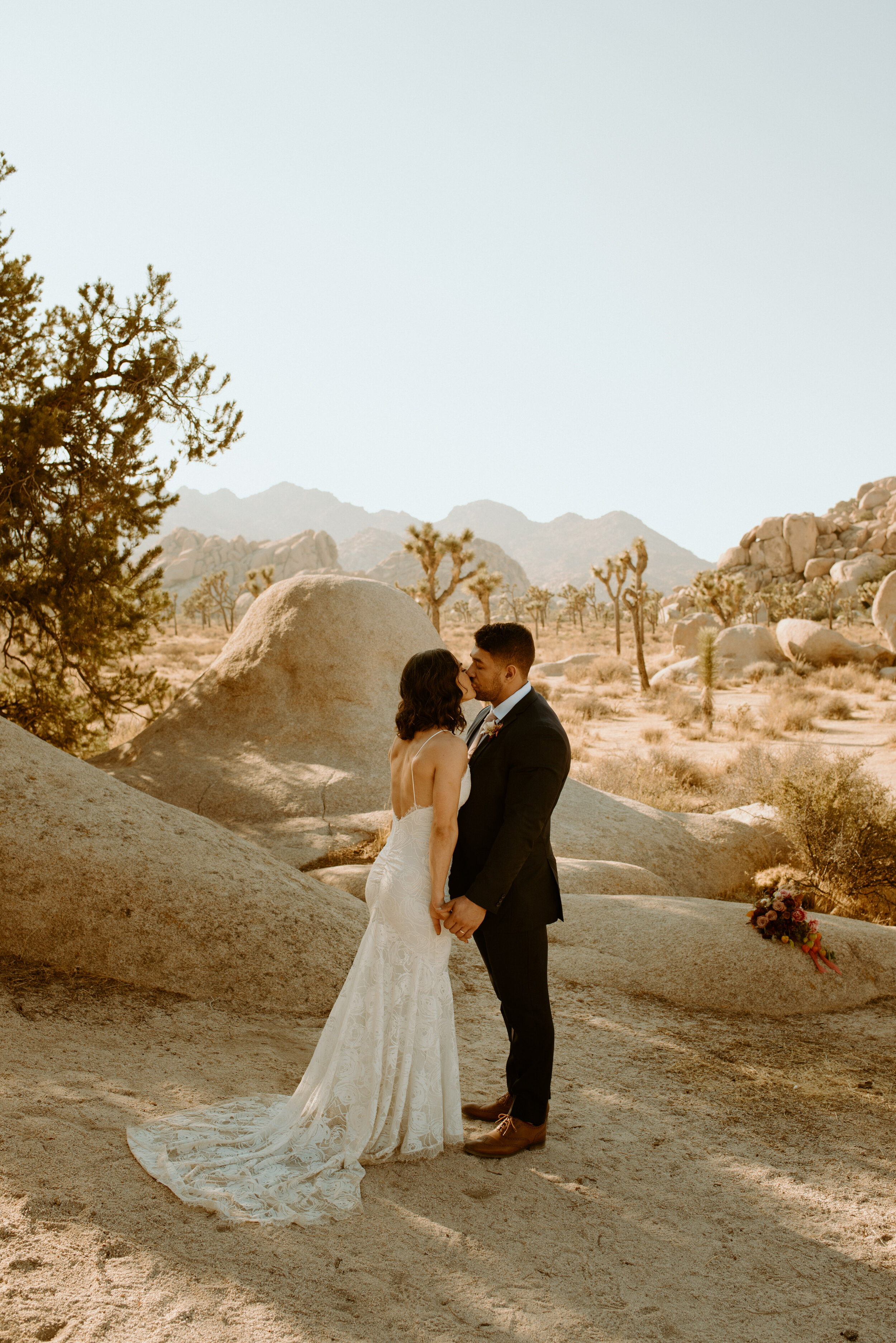 Laid-back Joshua Tree elopement | Boho bride in Grace Loves Lace dress | Joshua Tree elopement photographer | adventurous desert elopement | best place to elope in california