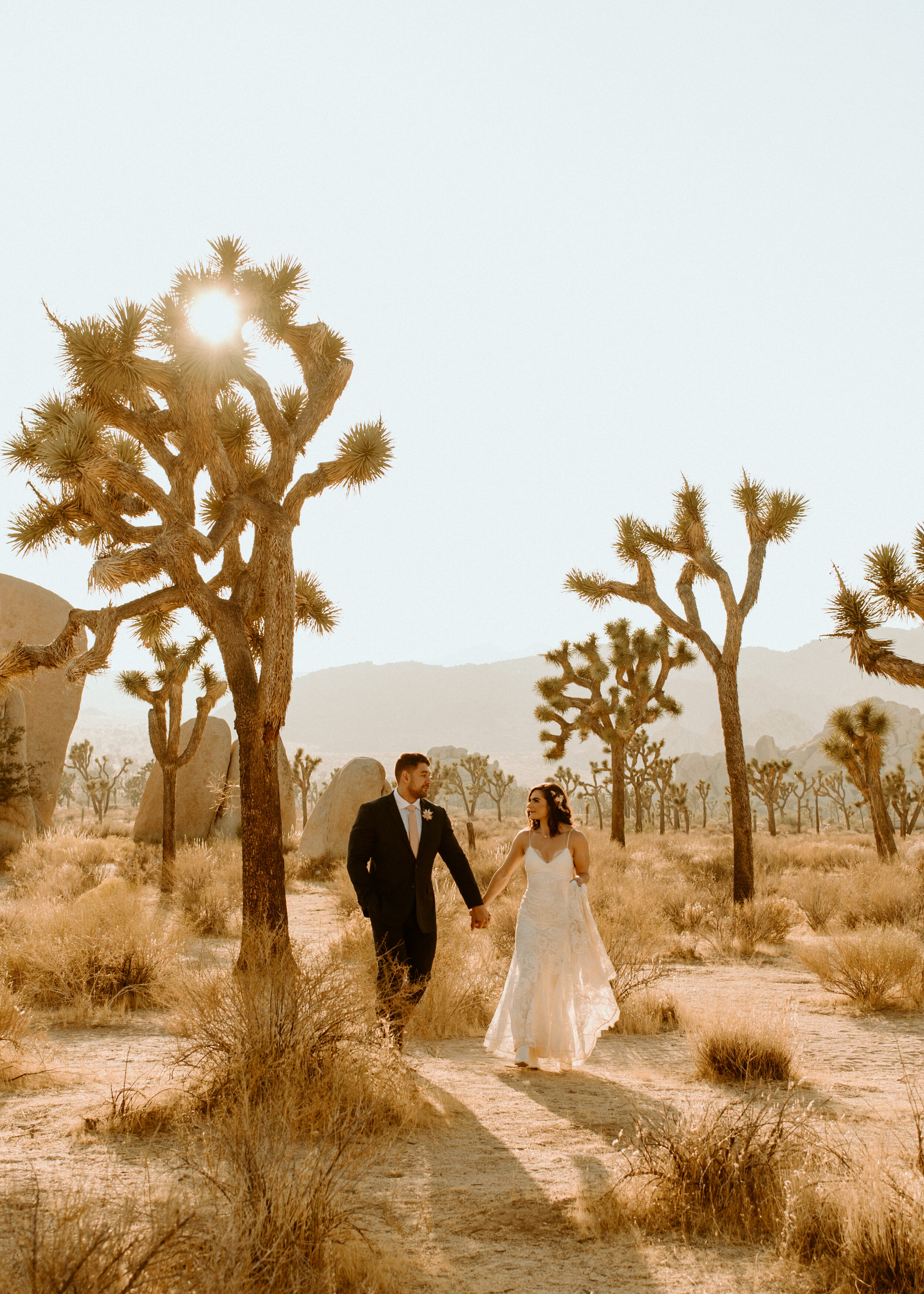 Laid-back Joshua Tree elopement | Boho bride in Grace Loves Lace dress | Joshua Tree elopement photographer | adventurous desert elopement | best place to elope in california