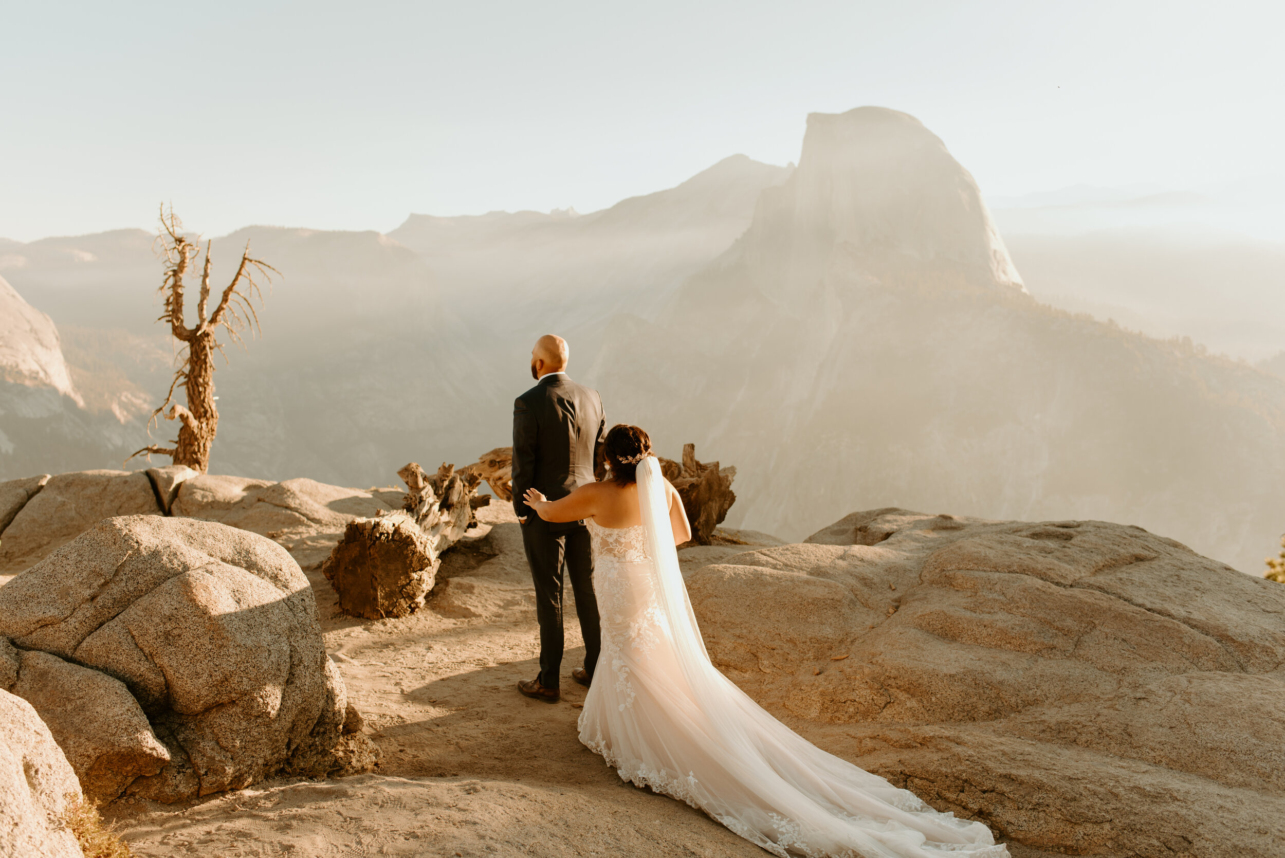 Glacier Point Elopement | Yosemite National Park Elopement and Wedding Photographer | Sunrise adventure elopement | California Elopement Photographer | First Look