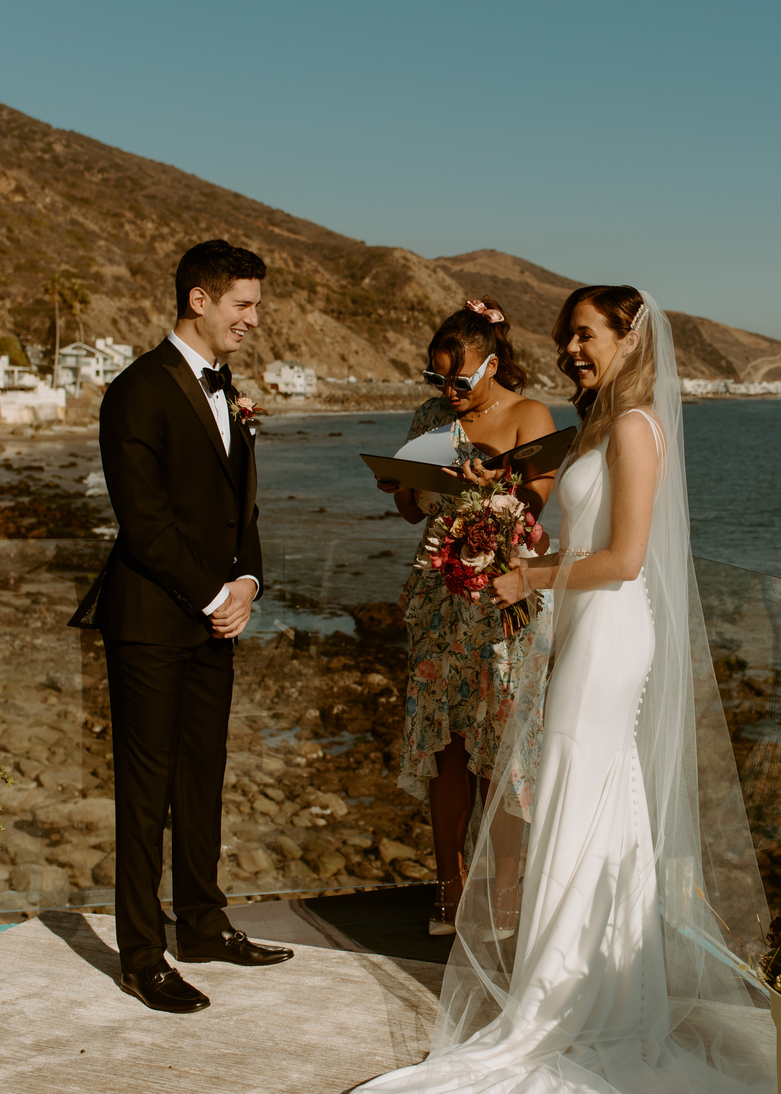 Malibu Airbnb Elopement | El Matador Beach wedding | Point Dume Malibu Bride and Groom portraits | California Coast | California Elopement photographer | elopement ceremony 