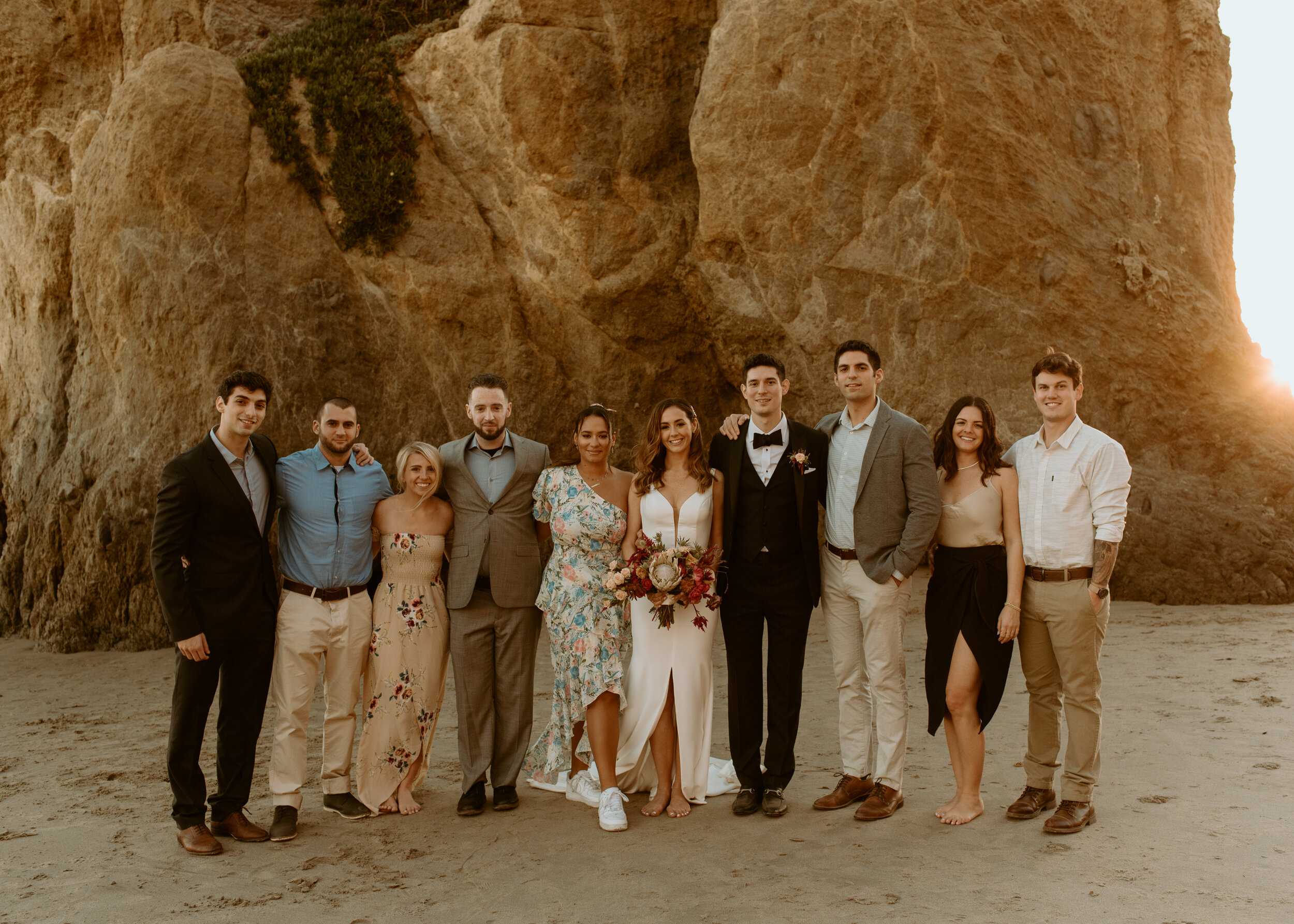Malibu Airbnb Elopement | El Matador Beach wedding | Point Dume Malibu Bride and Groom portraits | California Coast | California Elopement photographer | Champagne Pop