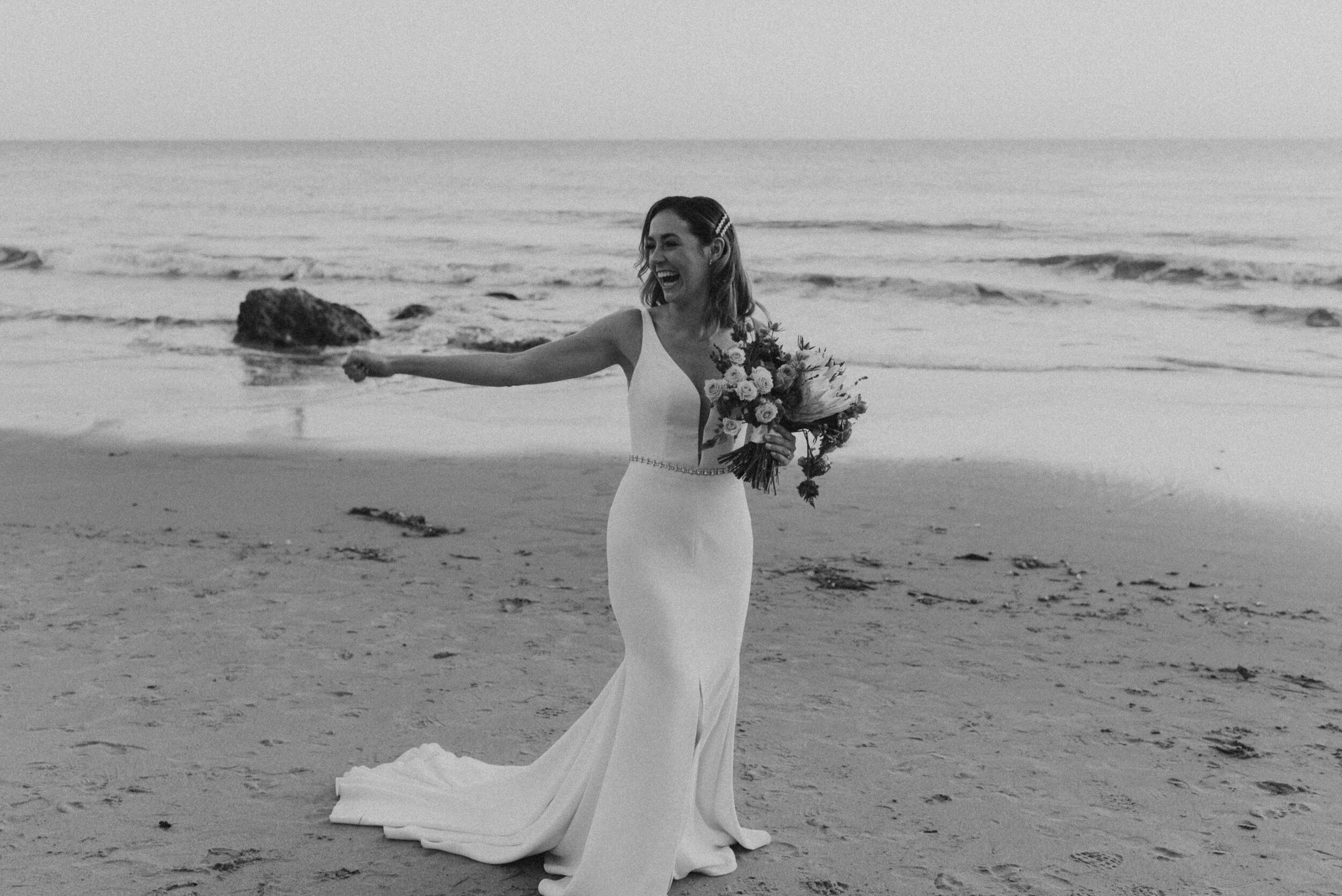  Malibu Airbnb Elopement | El Matador Beach wedding | Point Dume Malibu Bride and Groom portraits | California Coast | California Elopement photographer 