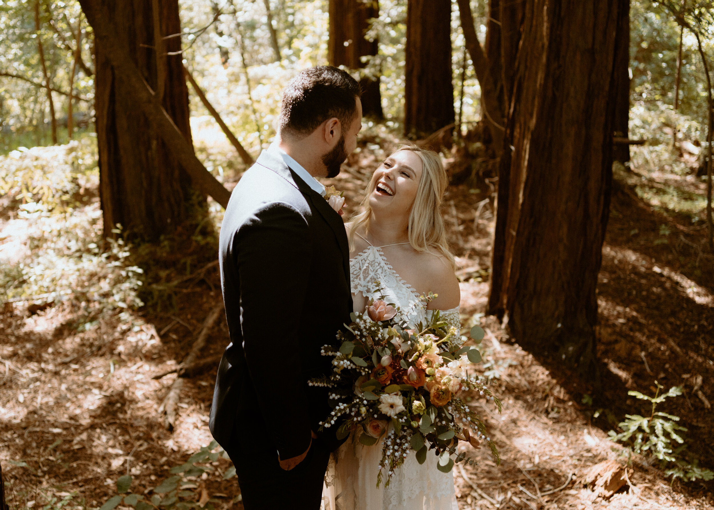 Big Sur Elopement | Redwoods Wedding | Elopement in Forest | Rue De Seine Boho Wedding Dress | Big Sur State Park Adventure Elopement | Destination Elopement