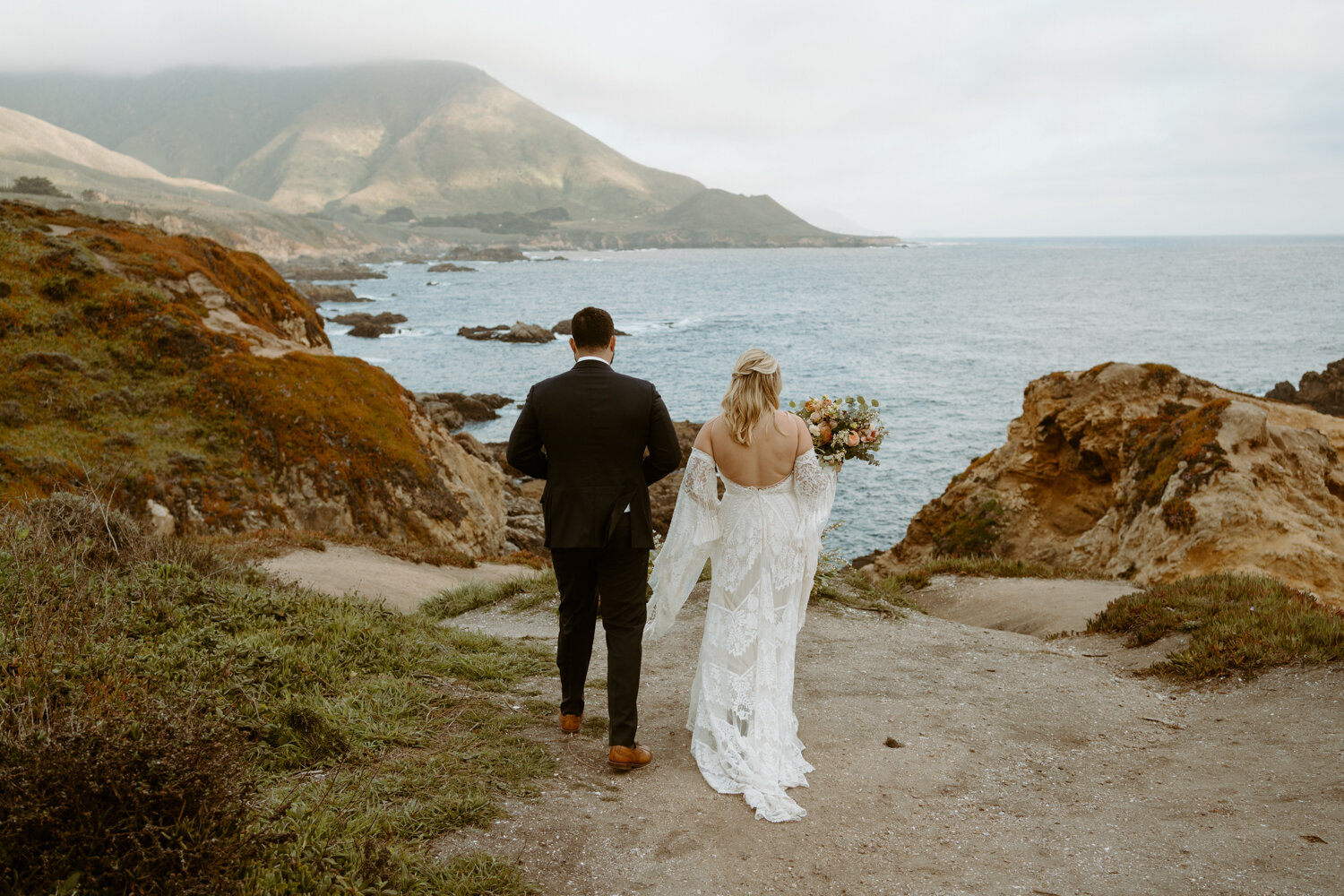 Big Sur Elopement | Coastal Destination Wedding | Garrapata State Park Elopement | Rue De Seine Boho Wedding Dress | California Adventure Elopement Photographer | Destination Elopement