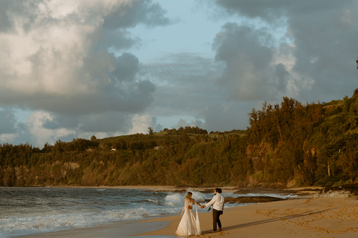 Adventurous Destination Elopement | Kauai Elopement Photographer | Hawaii Beach Elopement | Destination Wedding | Boho Dress | Secret Beach Kauai | Tropical Wedding 