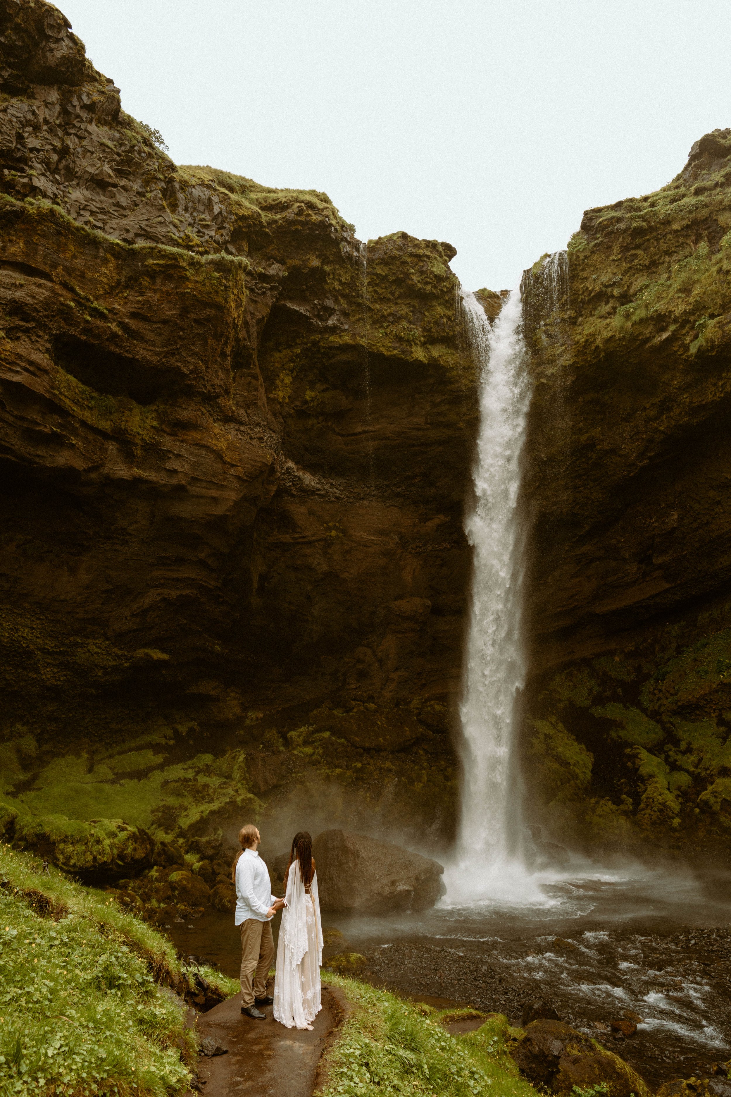Iceland Elopement Photographer | Best places to elope in Iceland | Kvernufoss Waterfall