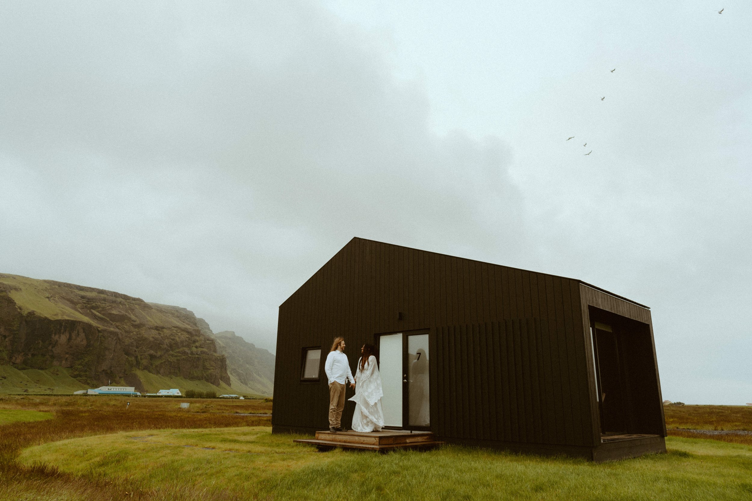 Iceland waterfall and black sand beach Elopement 